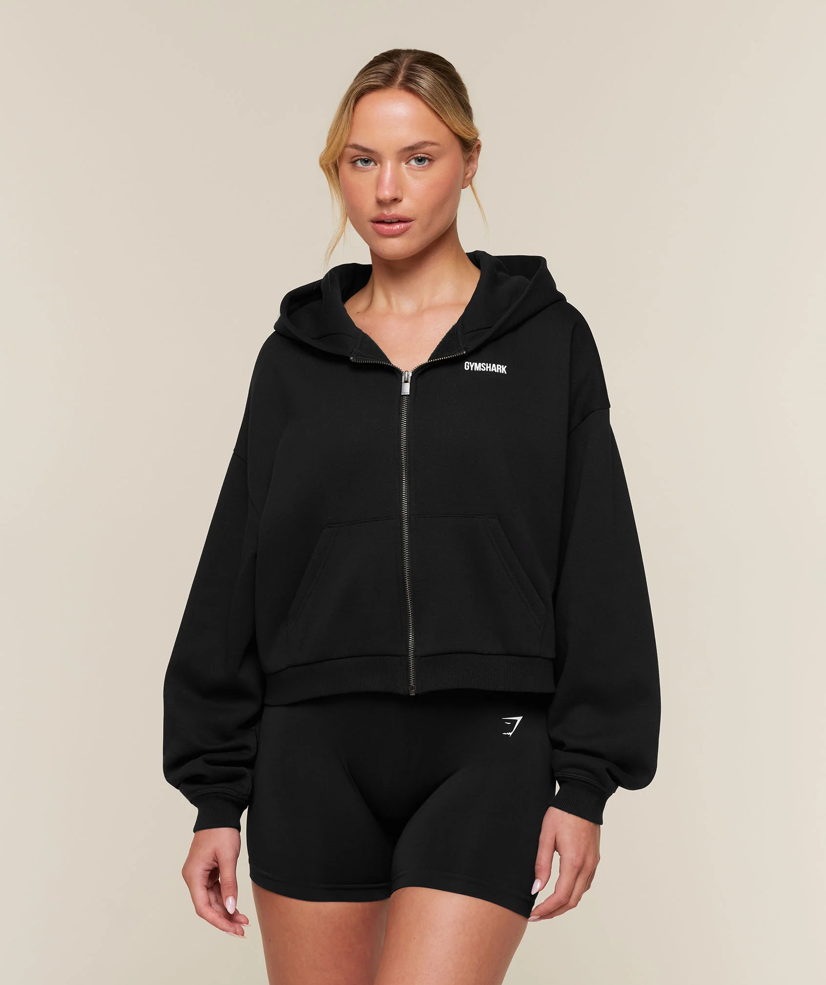 Cosy Luxe Zip Through Hoodie in Black