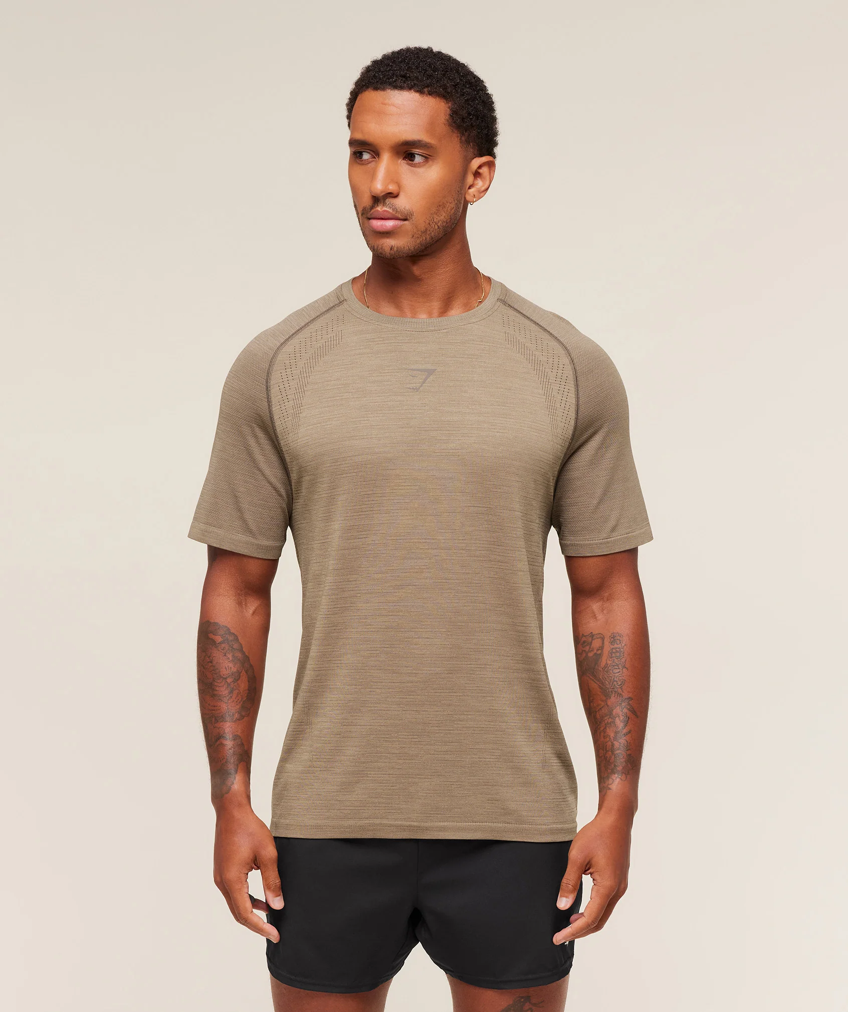 Gymshark Versatile Seamless T-Shirt in Brown for Training and Layering