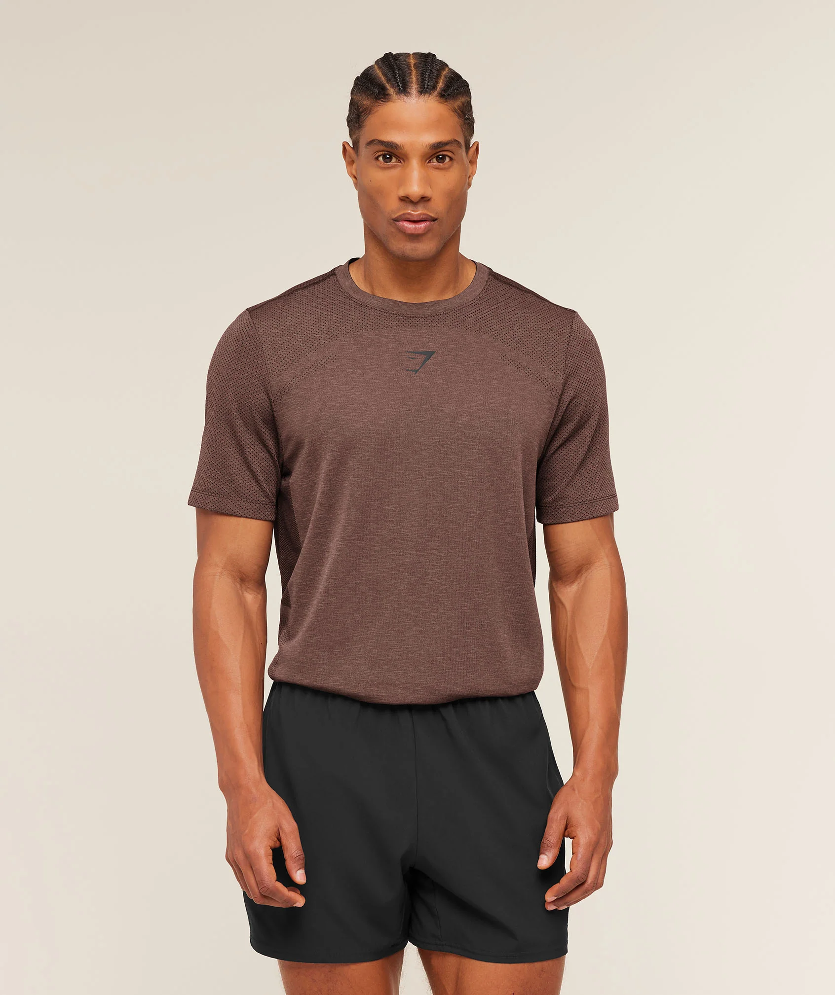 Lightweight Seamless T-Shirt in Brown for Training and Layering