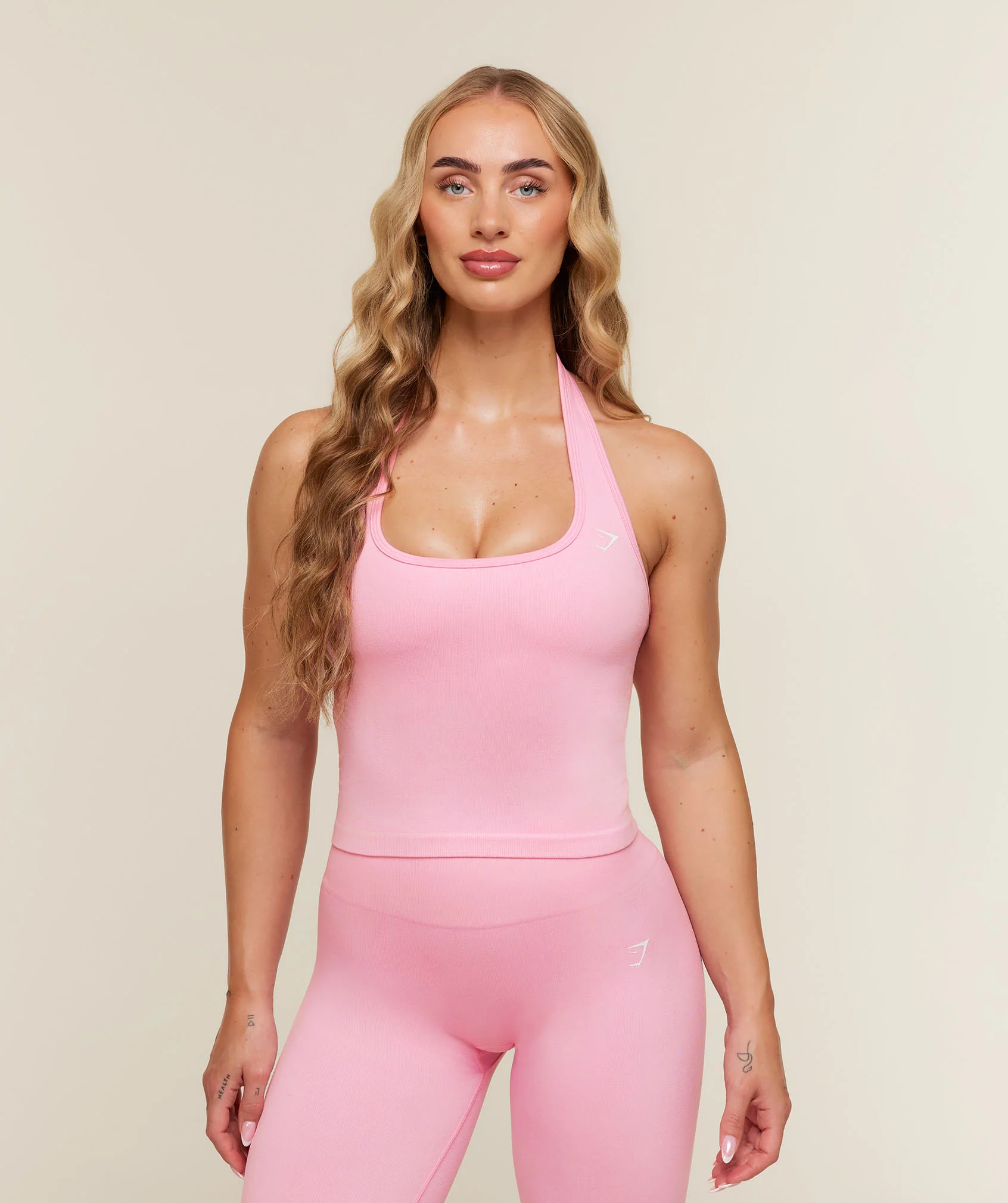Adapt Solid Halter Neck Tank with Built-In Shelf Support