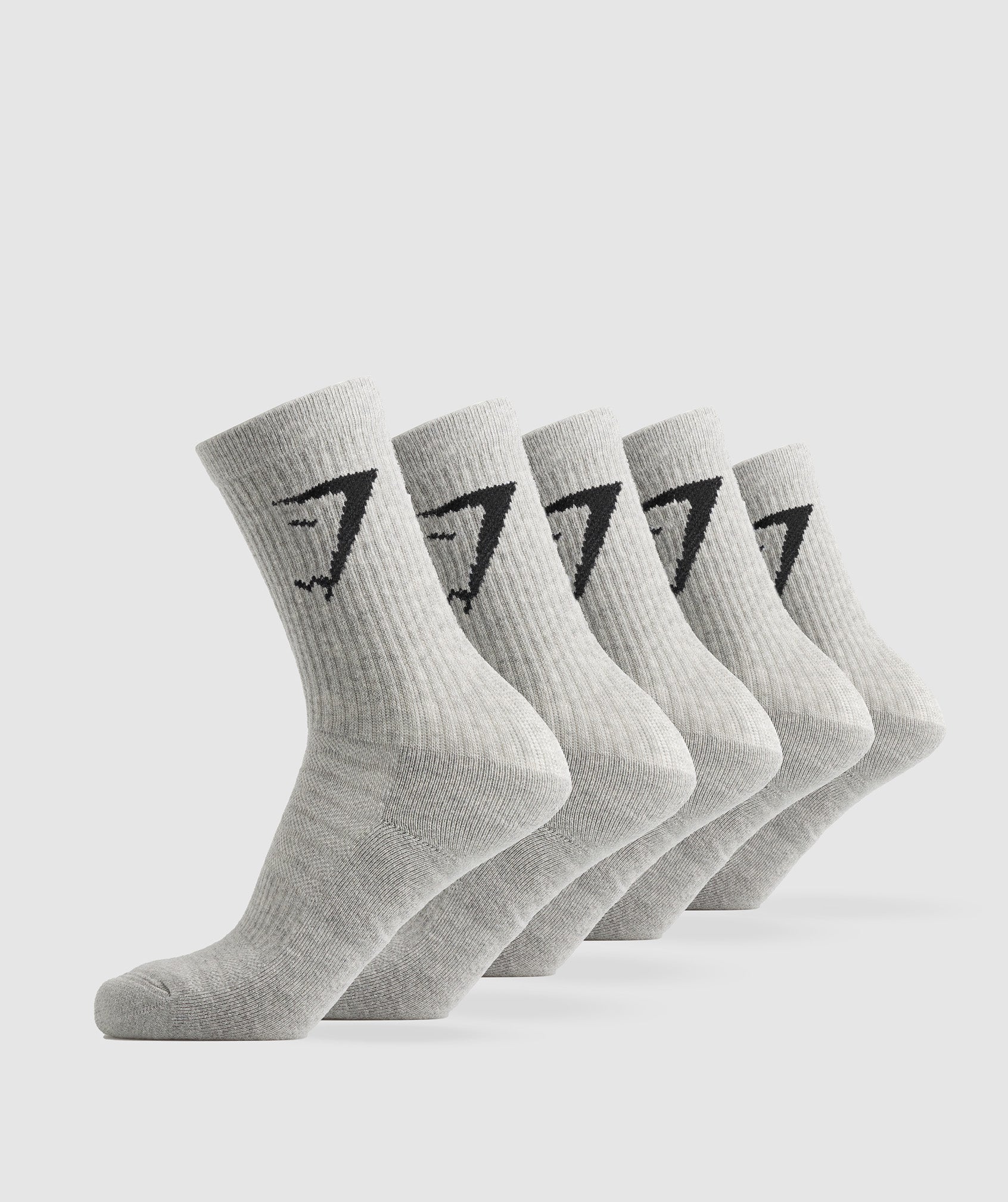 Gymshark Crew Socks 5 Pack in Light Grey Marl