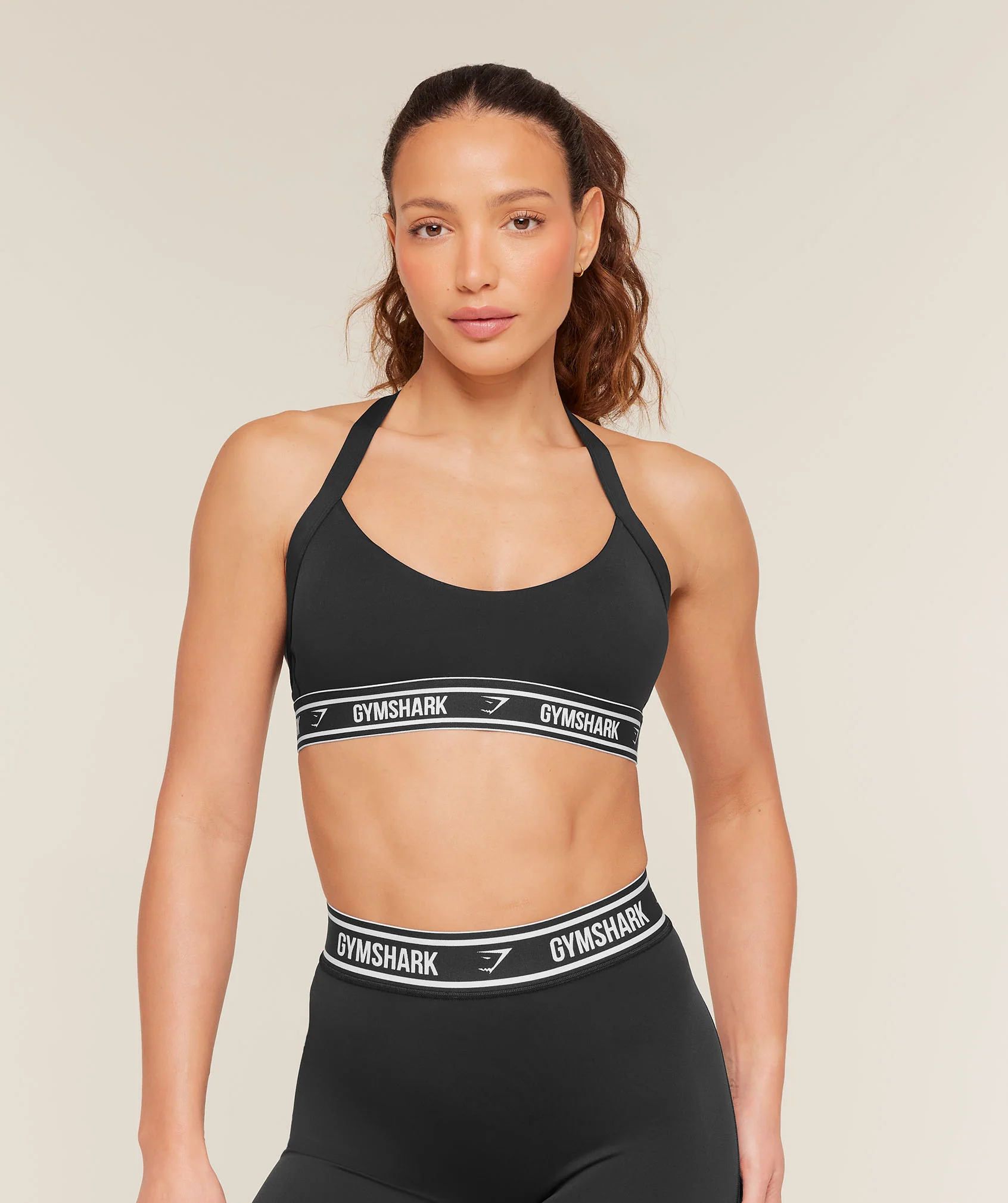 Light Support Halter Neck Logo Sports Bra from Gymshark