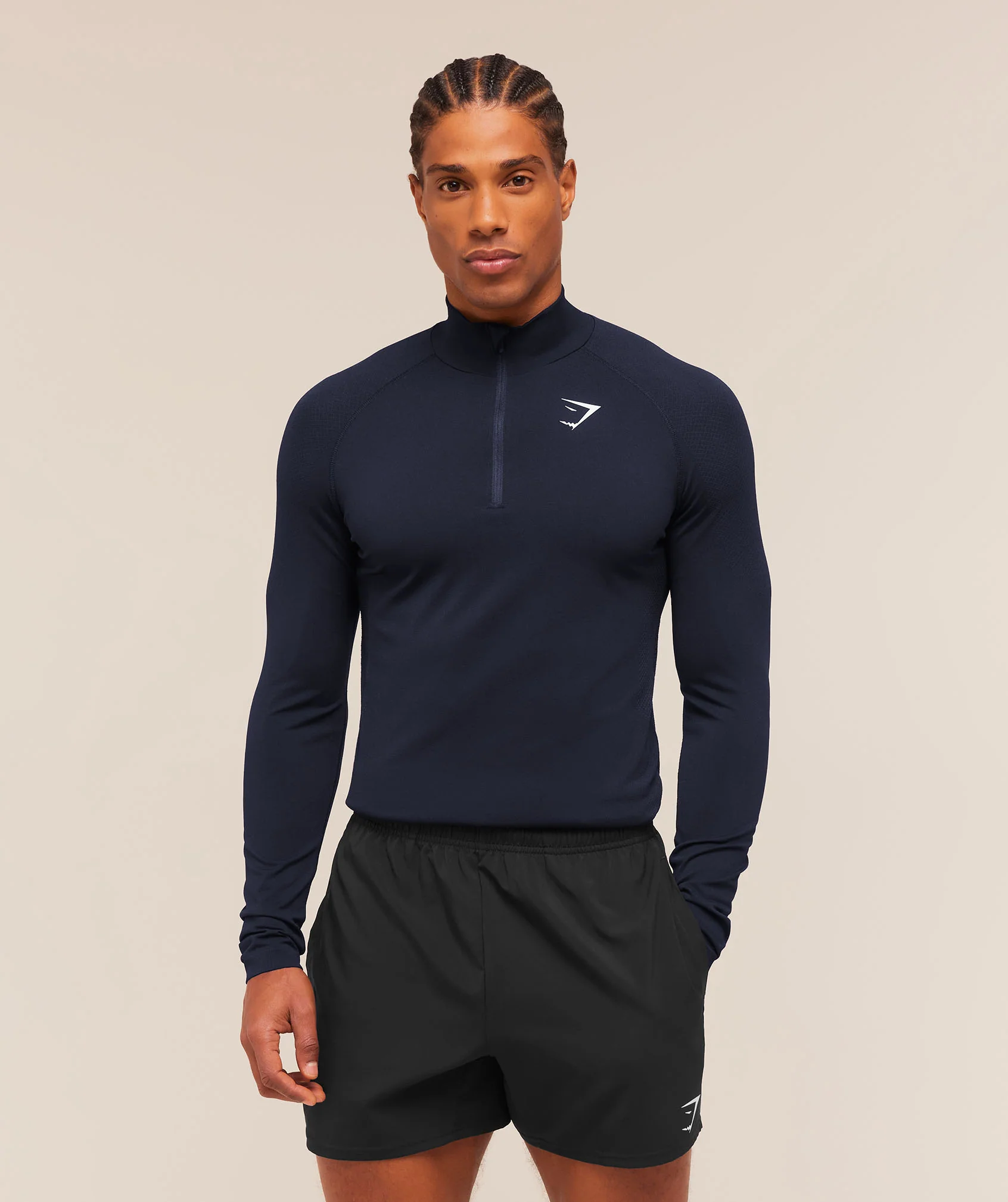 Gymshark Vital Seamless 1/4 Zip Training Top in Navy Heavy Blue