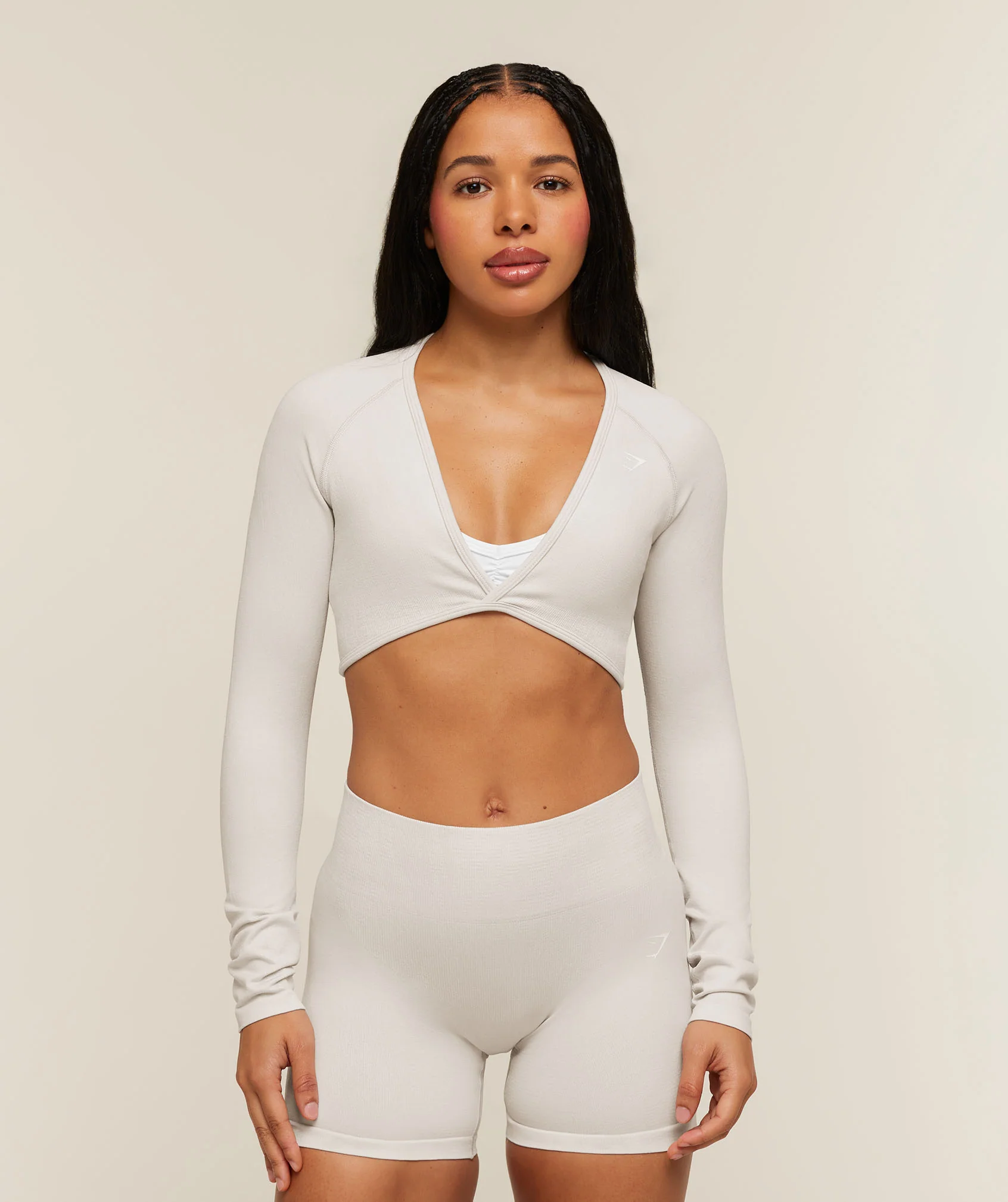 Adapt Animal x Whitney Long Sleeve Cropped V-Neck Top