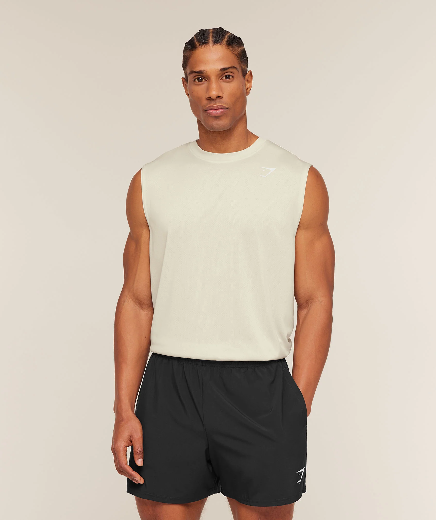 Washed Pastels Tank in White with Breathable Mesh
