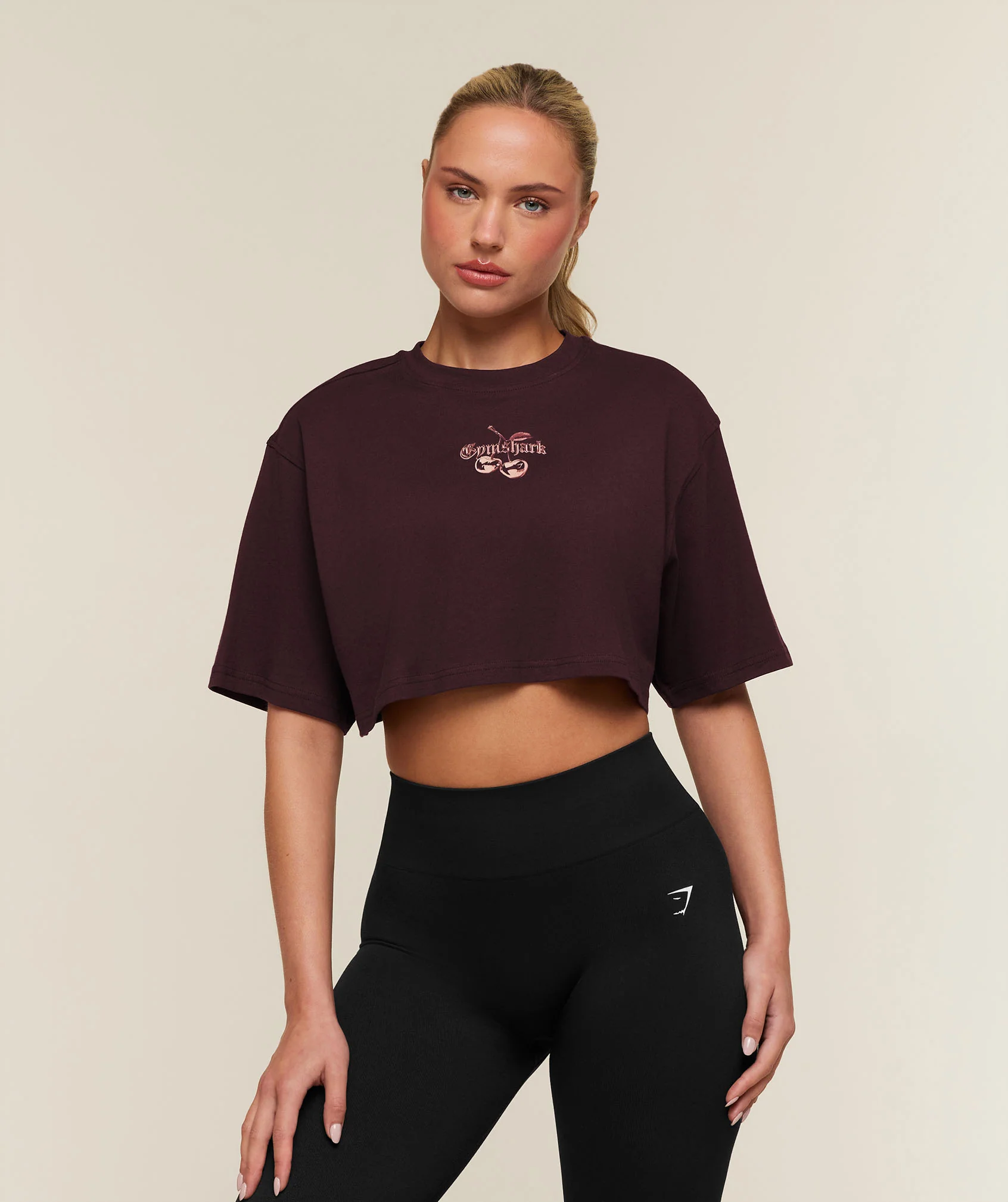 Gymshark Chrome Graphic Crop Top Midi Length Cotton Tee