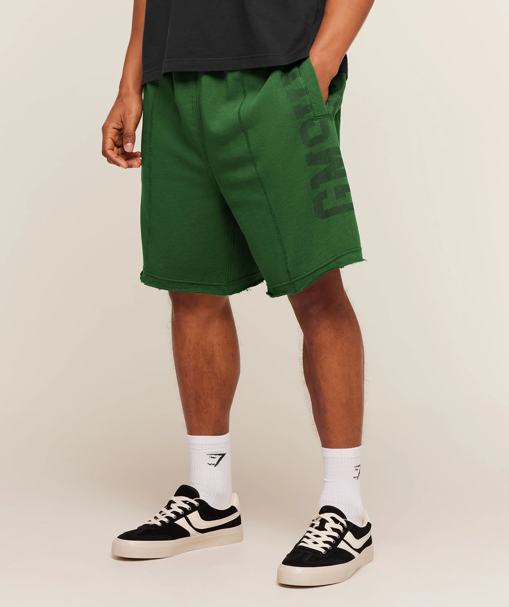 Accent Graphic Sweat Shorts with Elasticated Waist and 7 Inch Inseam