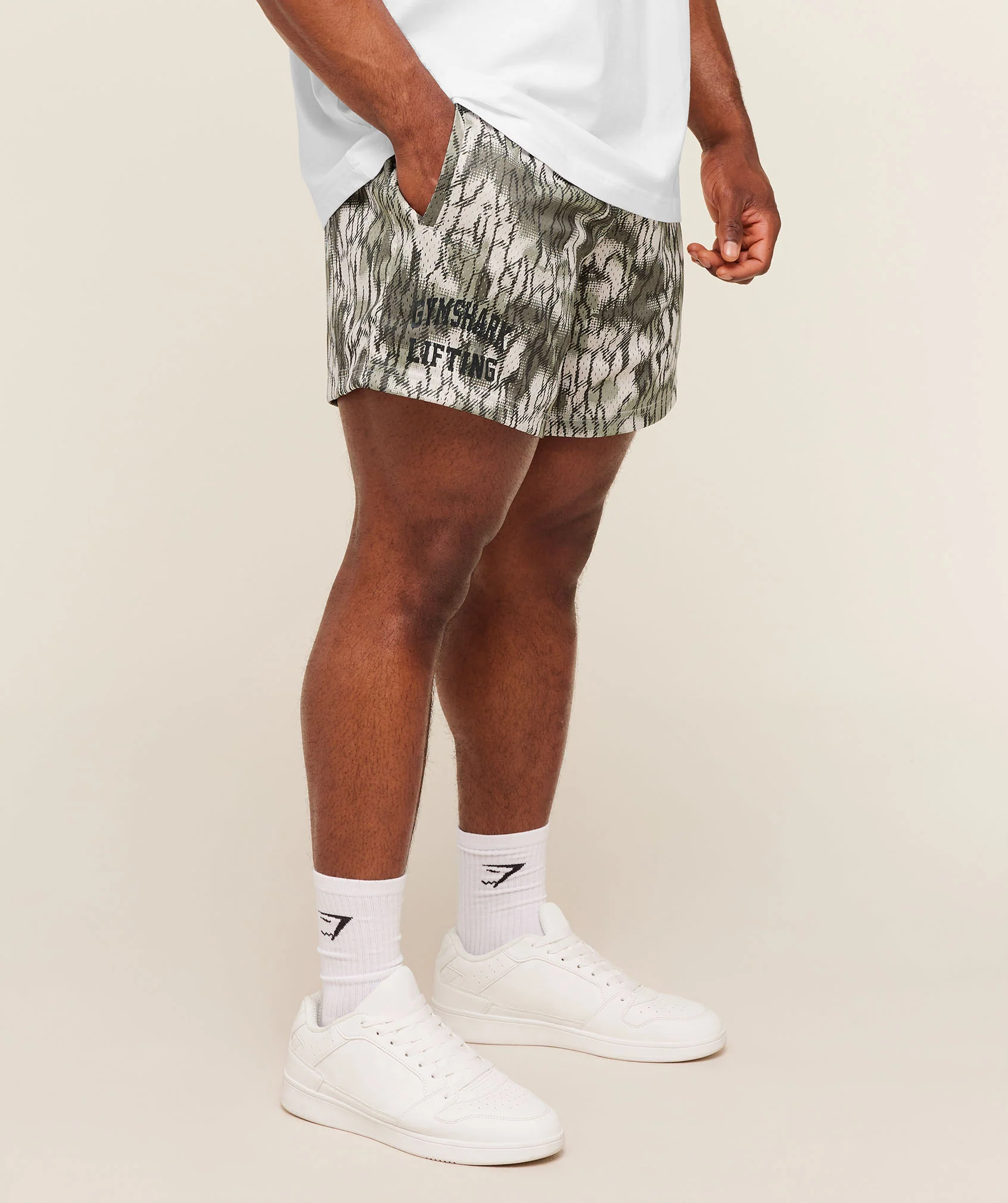 Gymshark Lifting Mesh 5" Shorts with Retro Graphics