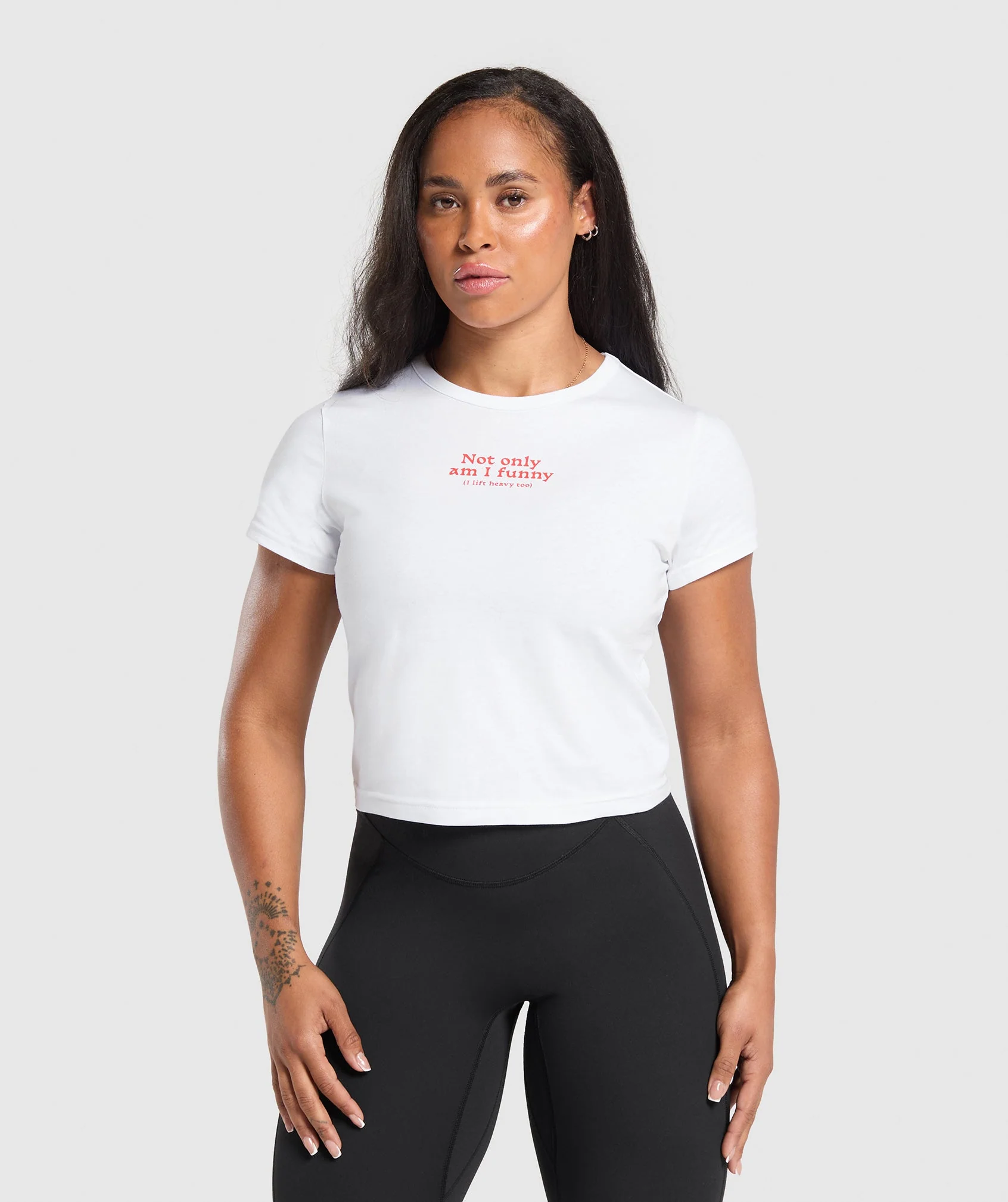 Lift Heavy Baby Tee in Pure Cotton with Front Graphic Print
