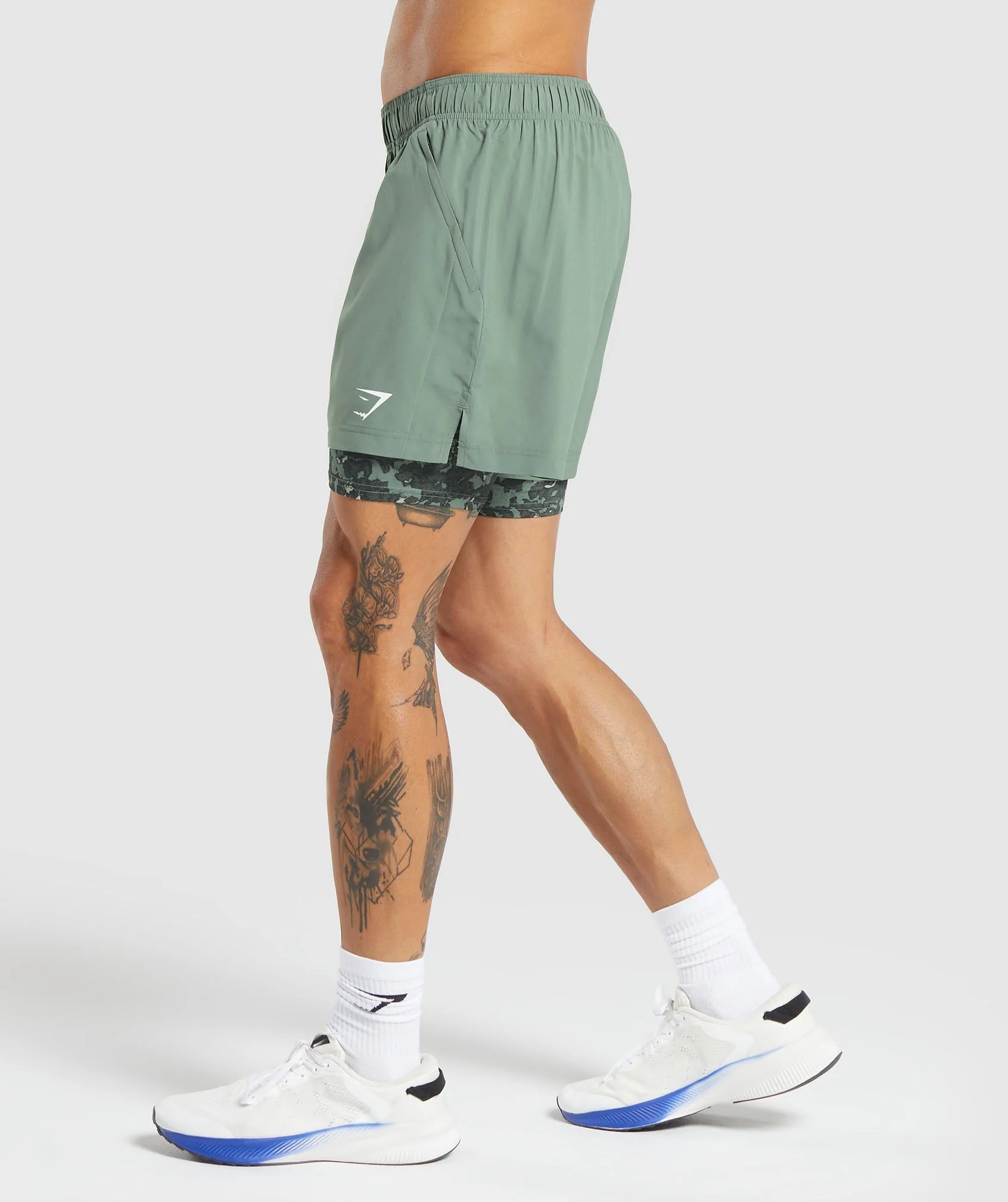Gymshark Sport 5" 2-in-1 Shorts in Unit Green for Training