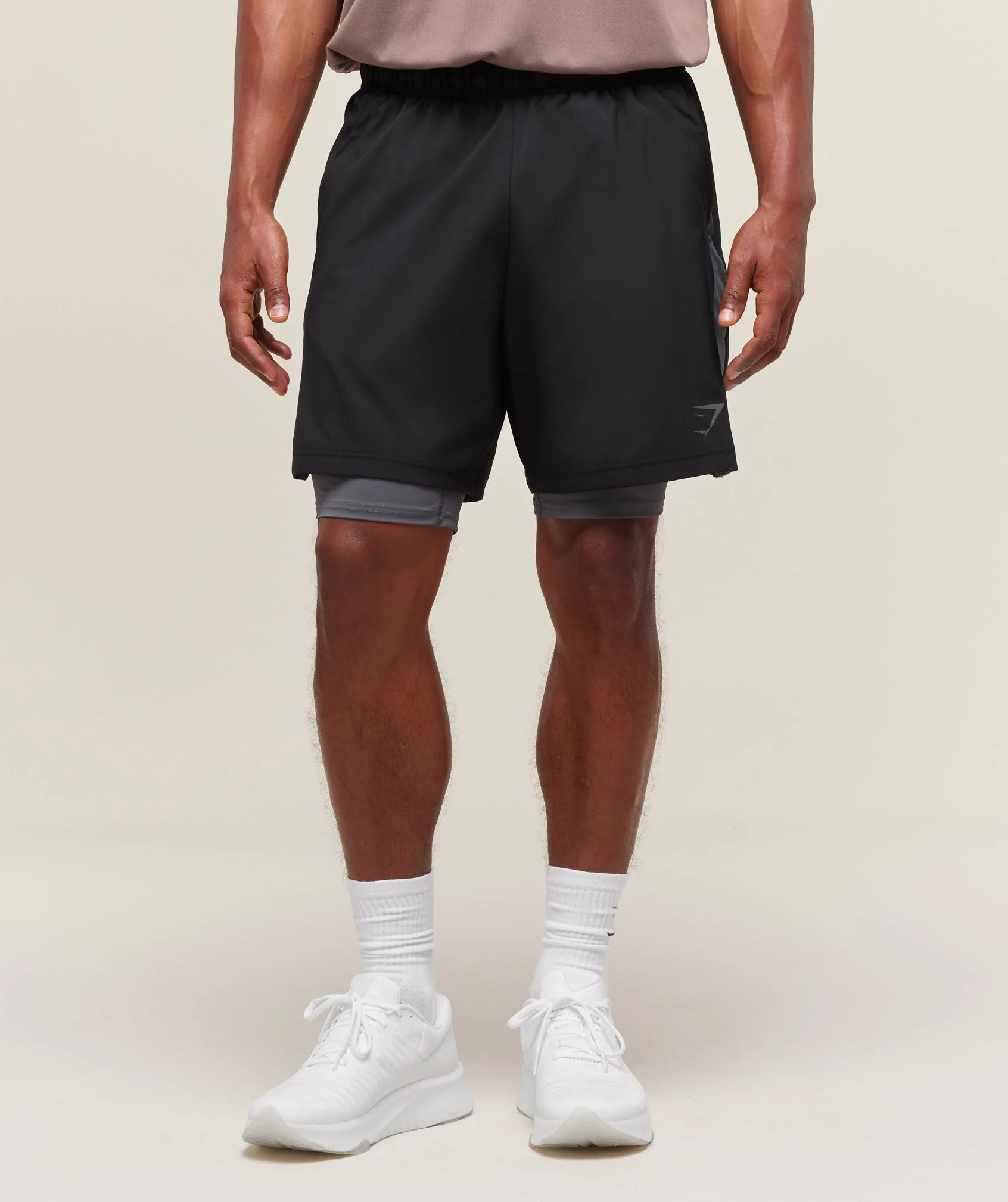 Gymshark Sport 7" 2-in-1 Shorts in Black and Dark Grey