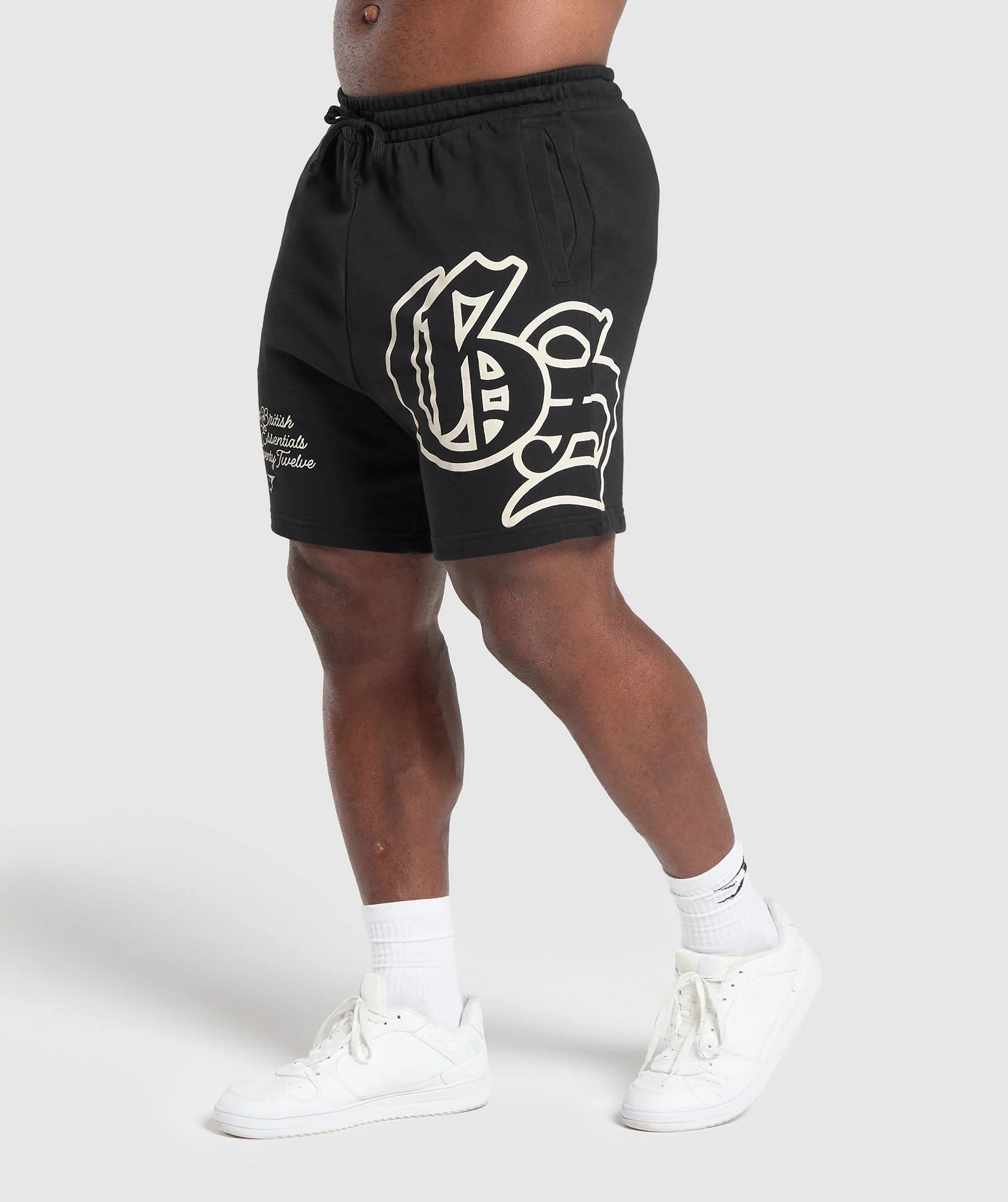 Varsity Graphic Short in Black with Drawcord Waist