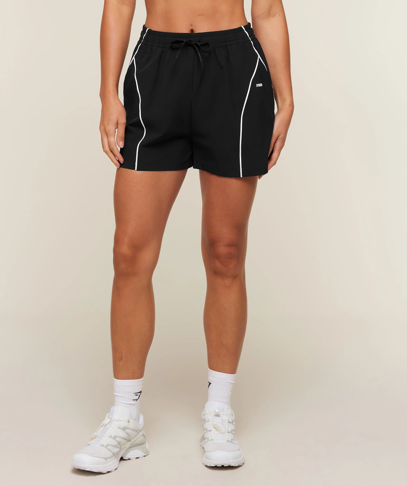 Gymshark Track Shorts in Black with Drawcord Waist and 3 Inch Inseam
