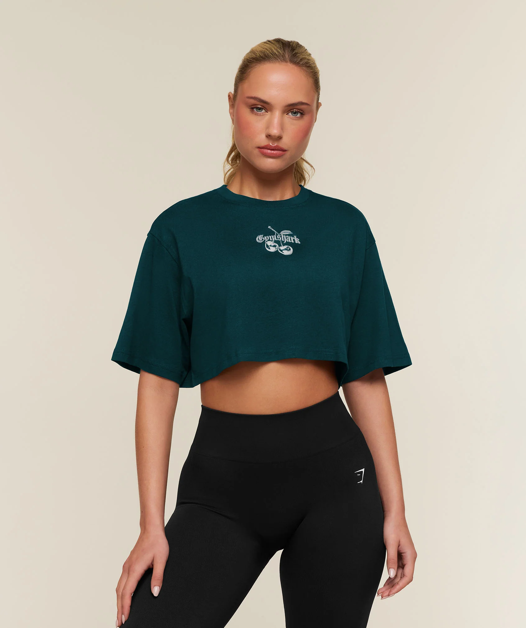 Gymshark Chrome Graphic Crop Top with Cherry Print