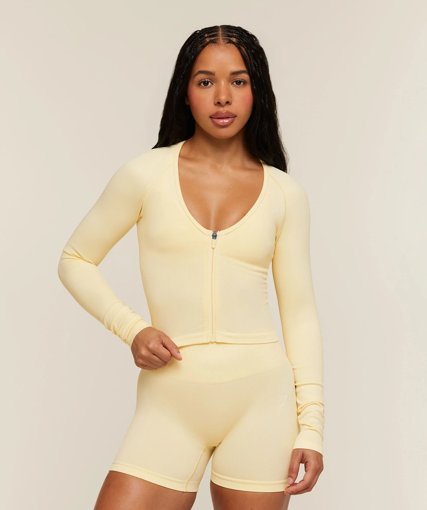 Veste zippée Gymshark Adapt Solid jaune, coupe Midi Body Fit
