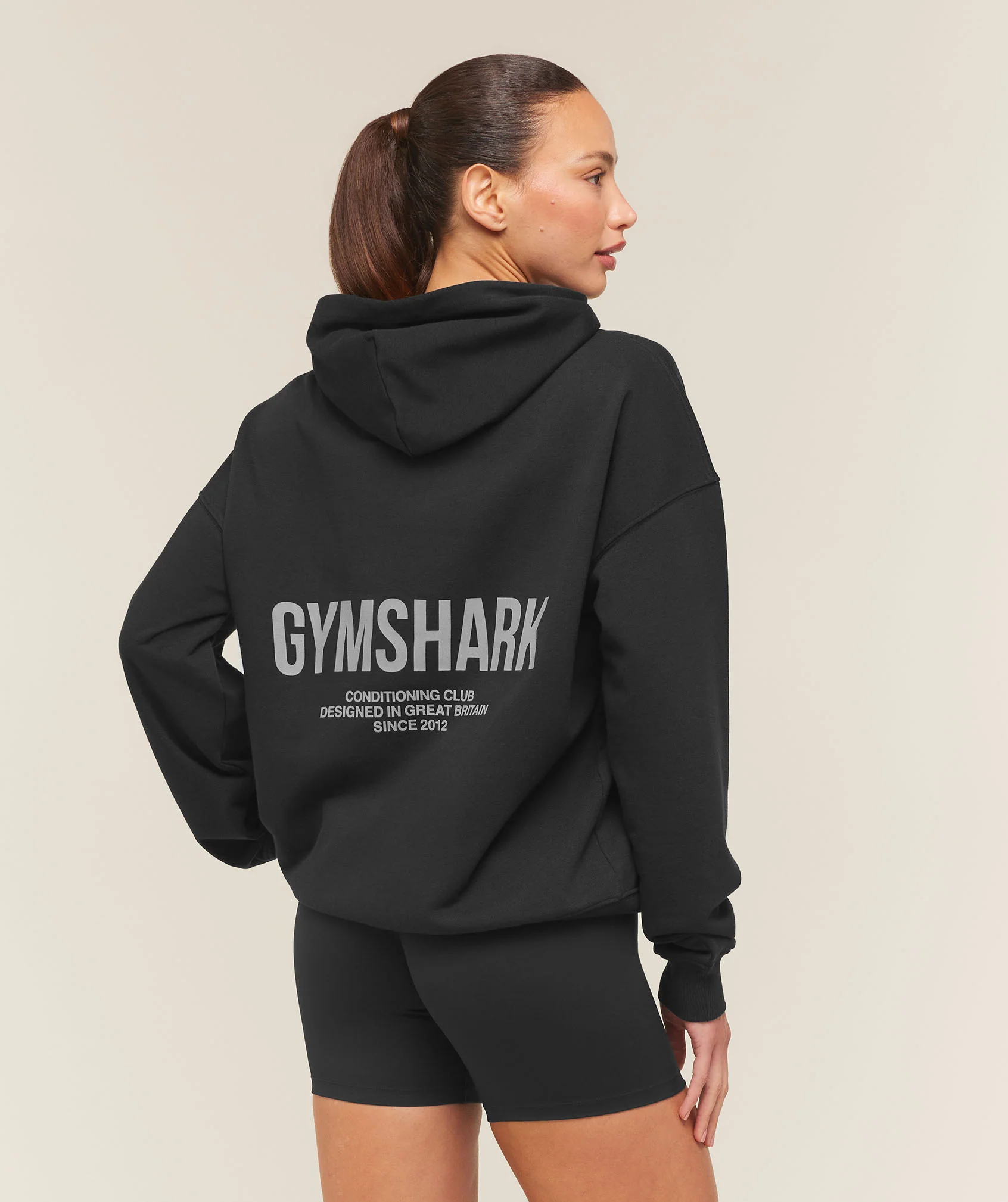 Gymshark Conditioning Club Oversized Pullover Hoodie Silver Graphic