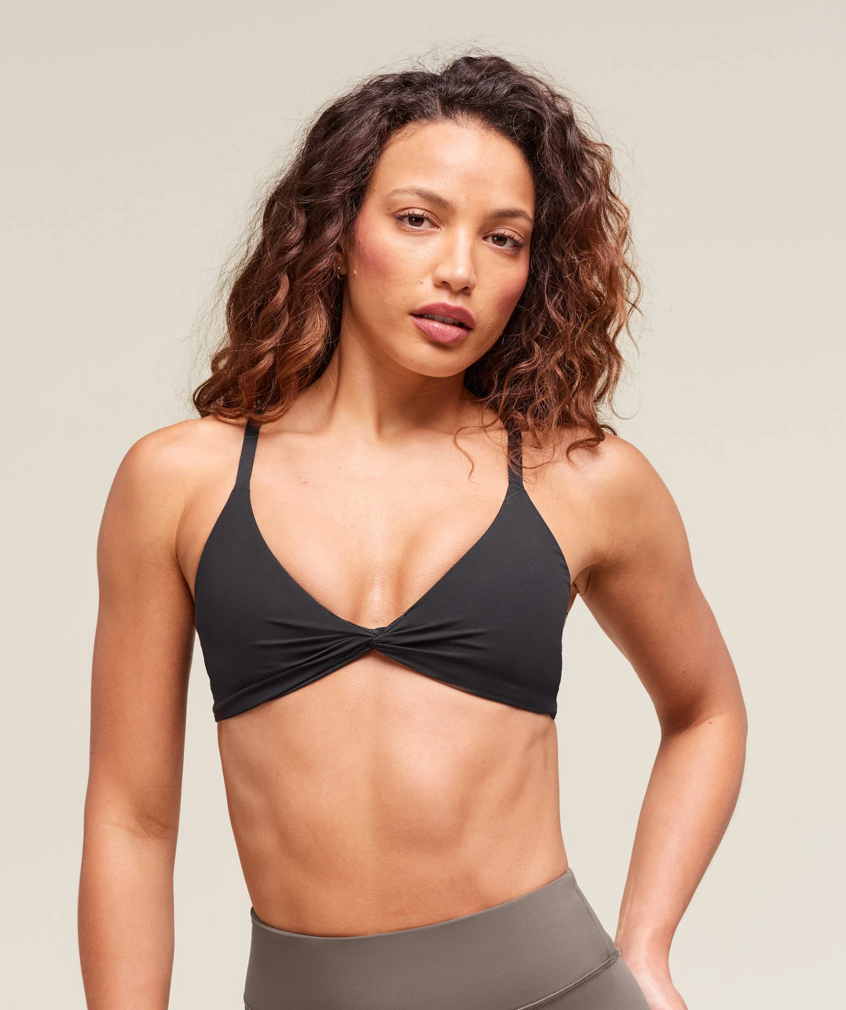 Twist Front Bralette in Black for Light Support Training