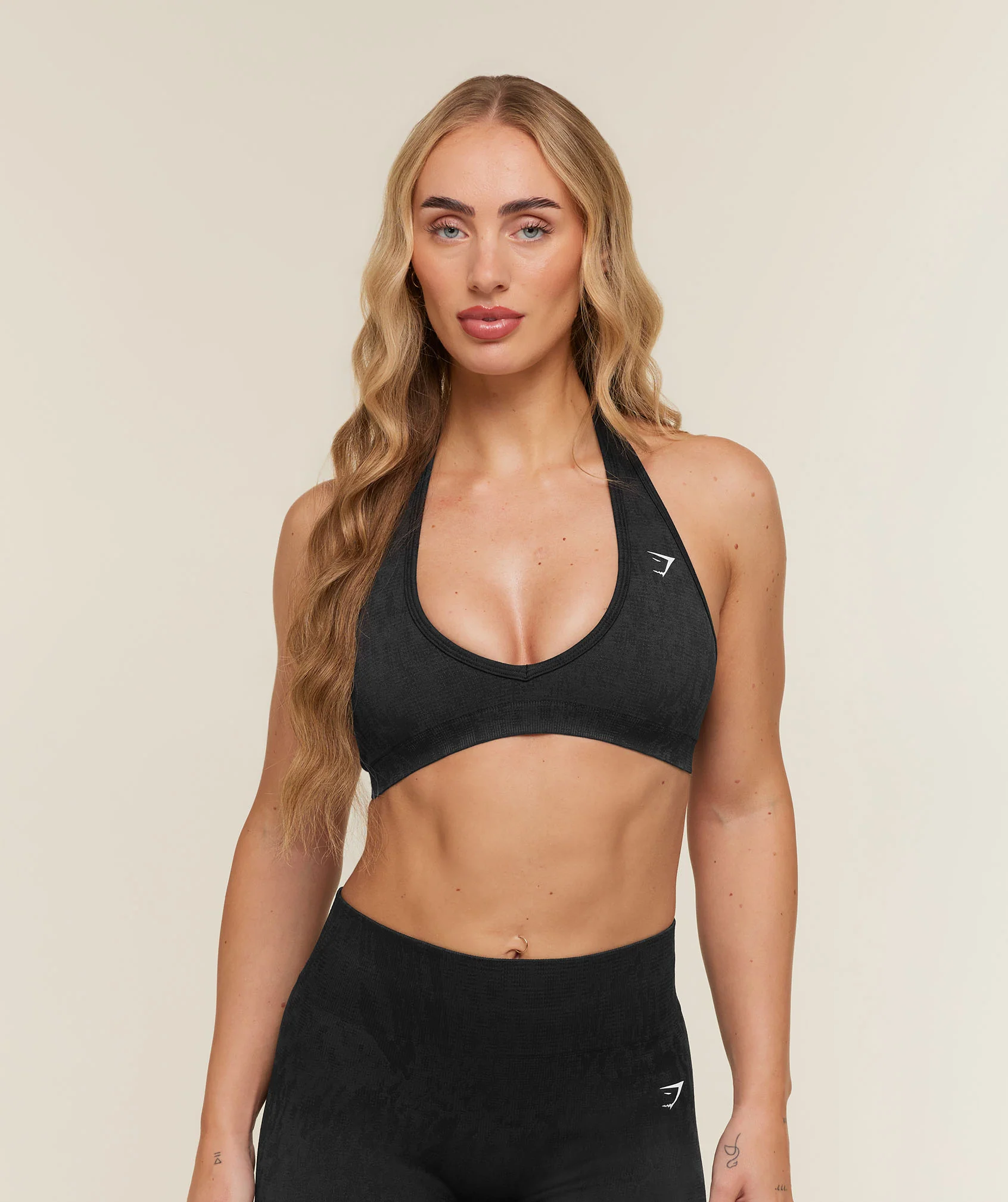 Adapt Animal x Whitney Halter Neck Sports Bra in Black