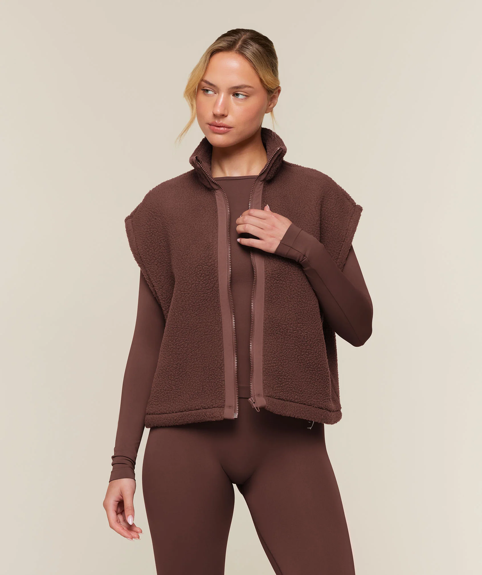 Gilet sans manches Sherpa Oversized Borg à col montant et poches zippées