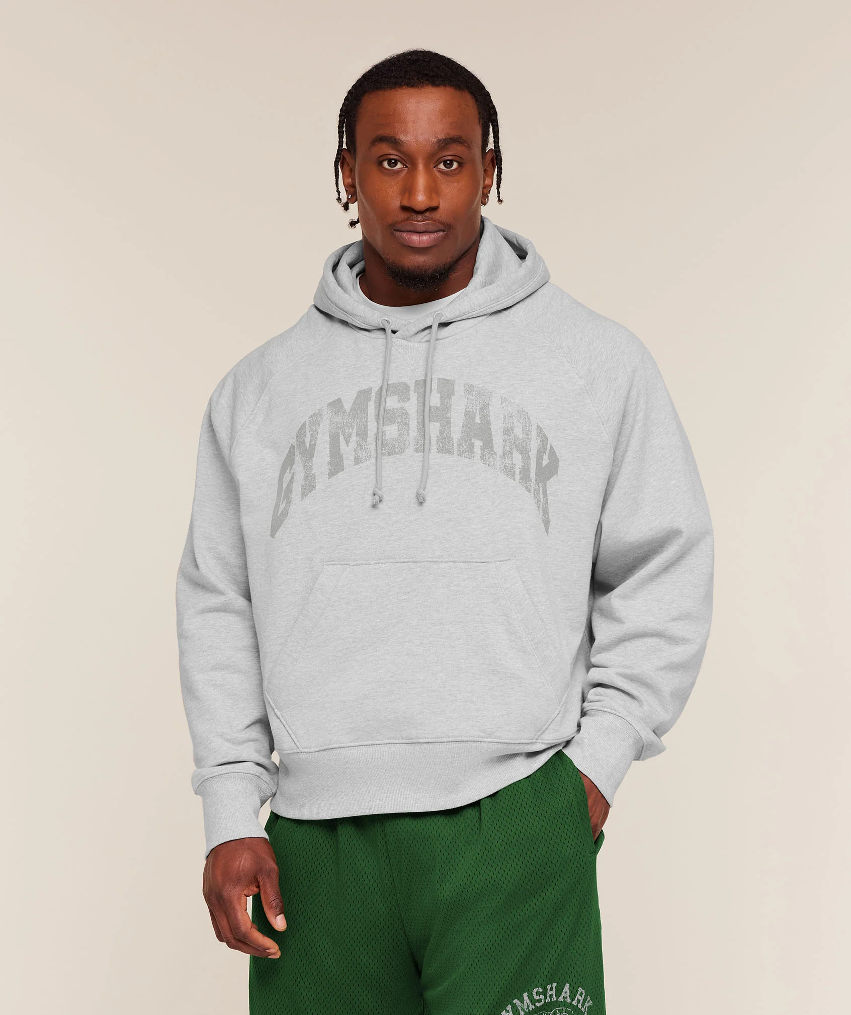Gymshark Retro Collegiate Graphic Hoodie in Grey