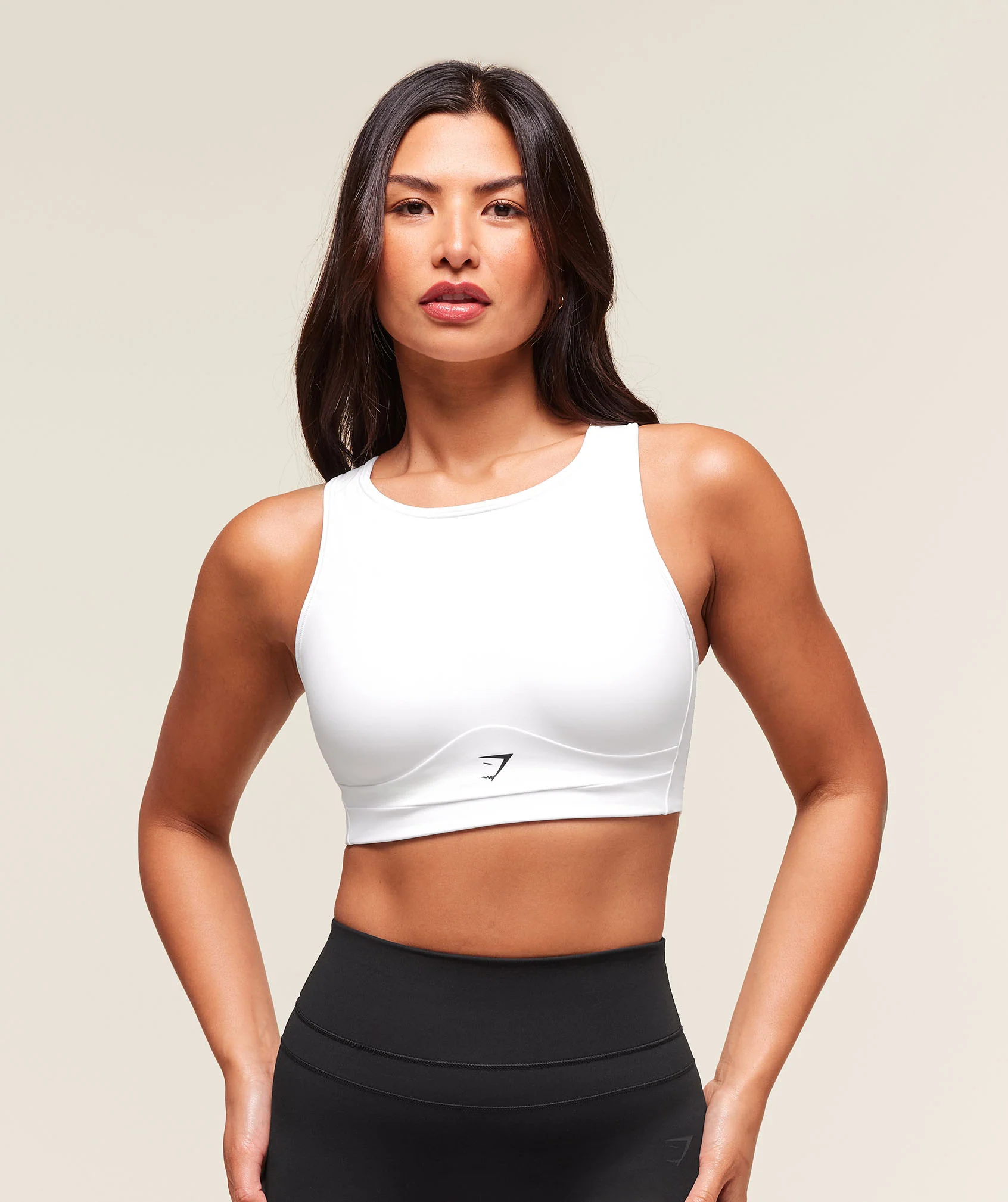 Gymshark Mesh Back Sports Bra in White with High Support