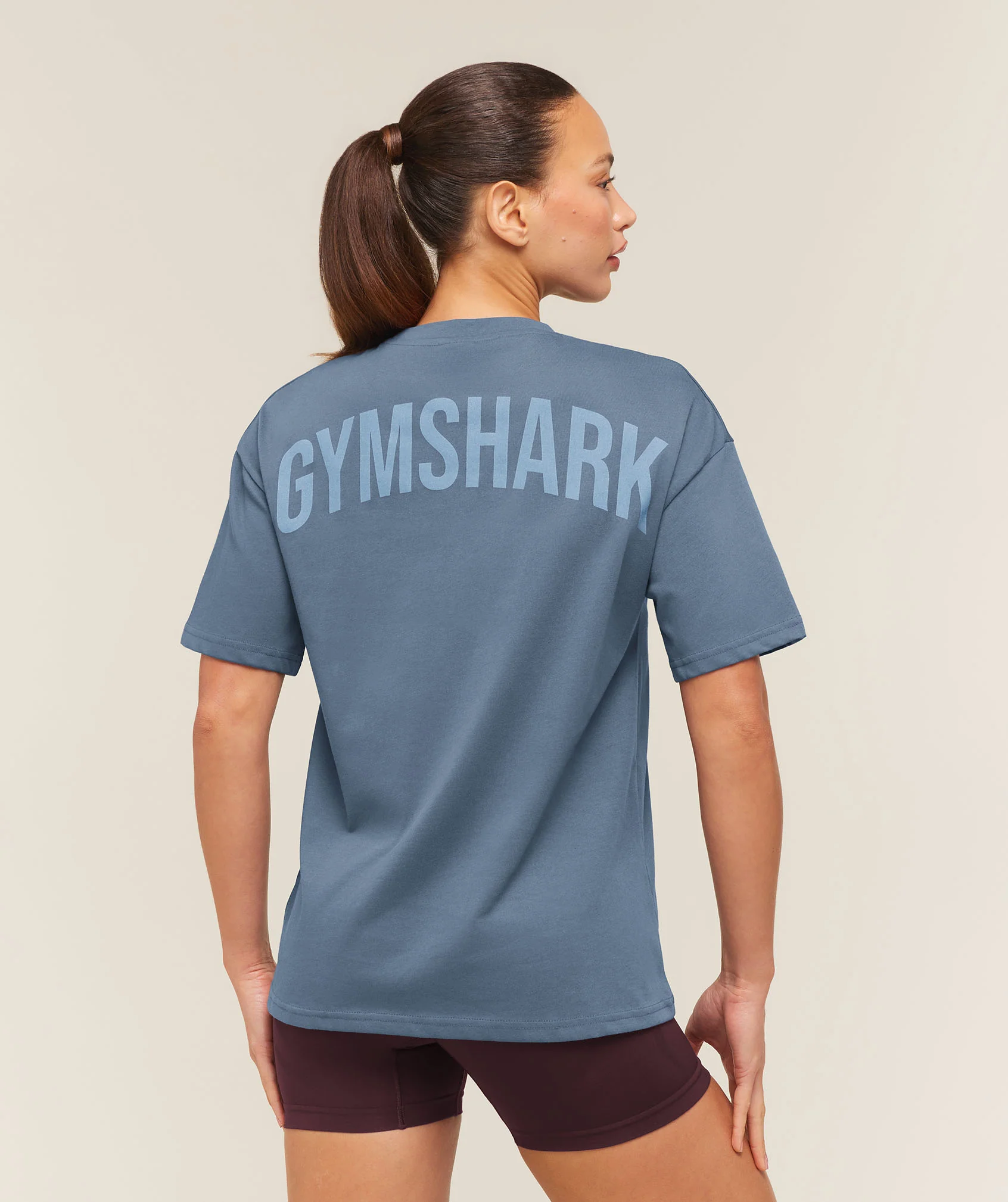 Power Oversized T-Shirt with Dropped Shoulders and Ribbed Collar