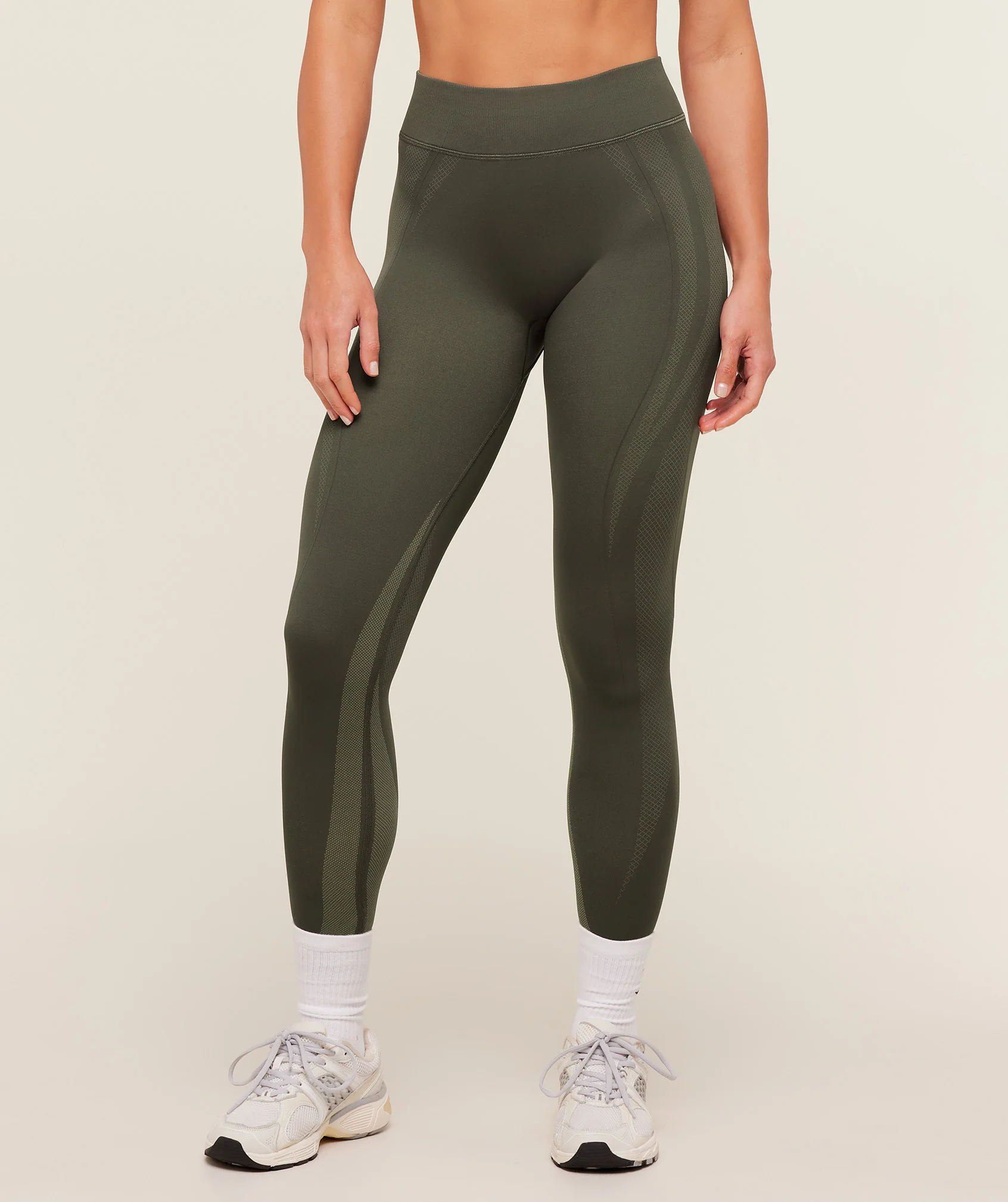 Weekend Seamless Legging in Green with Ribbed High Waistband