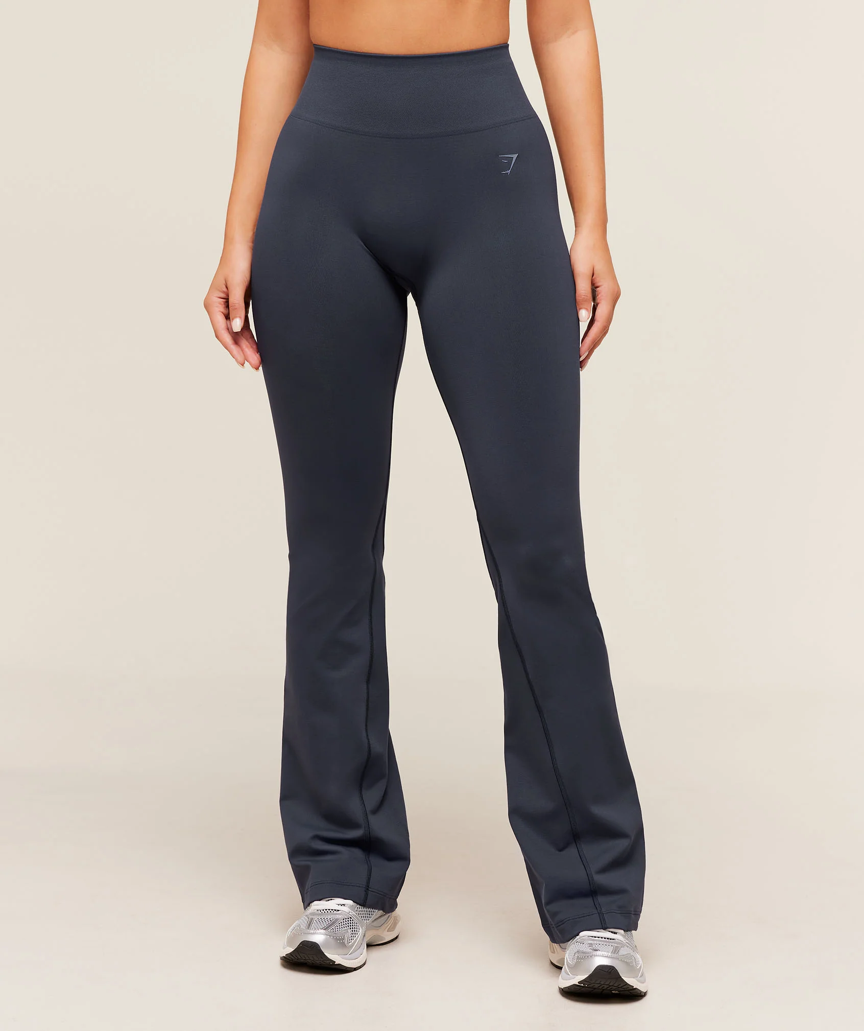 Soft Sculpt Flared Leggings in Blue with Seam-Free Stretch Knit