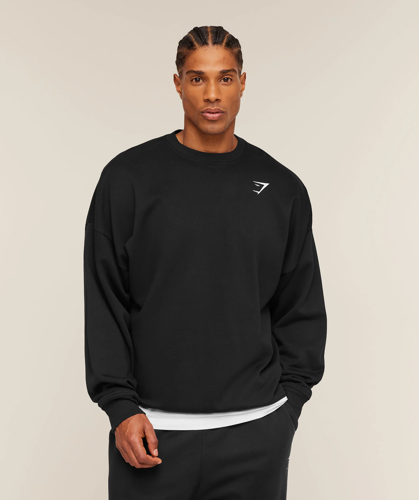 Crest Oversized Crew Sweatshirt with Brushed Back Fleece