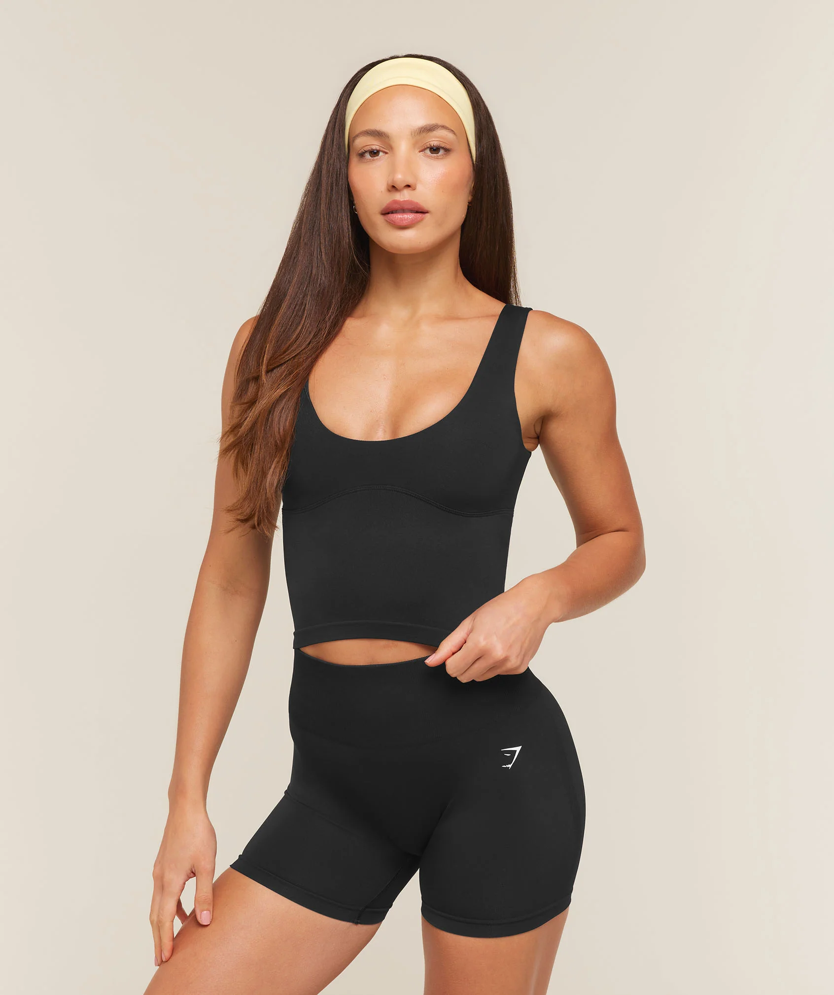 Everyday Seamless Shelf Tank in Black with Low Scoop Neck