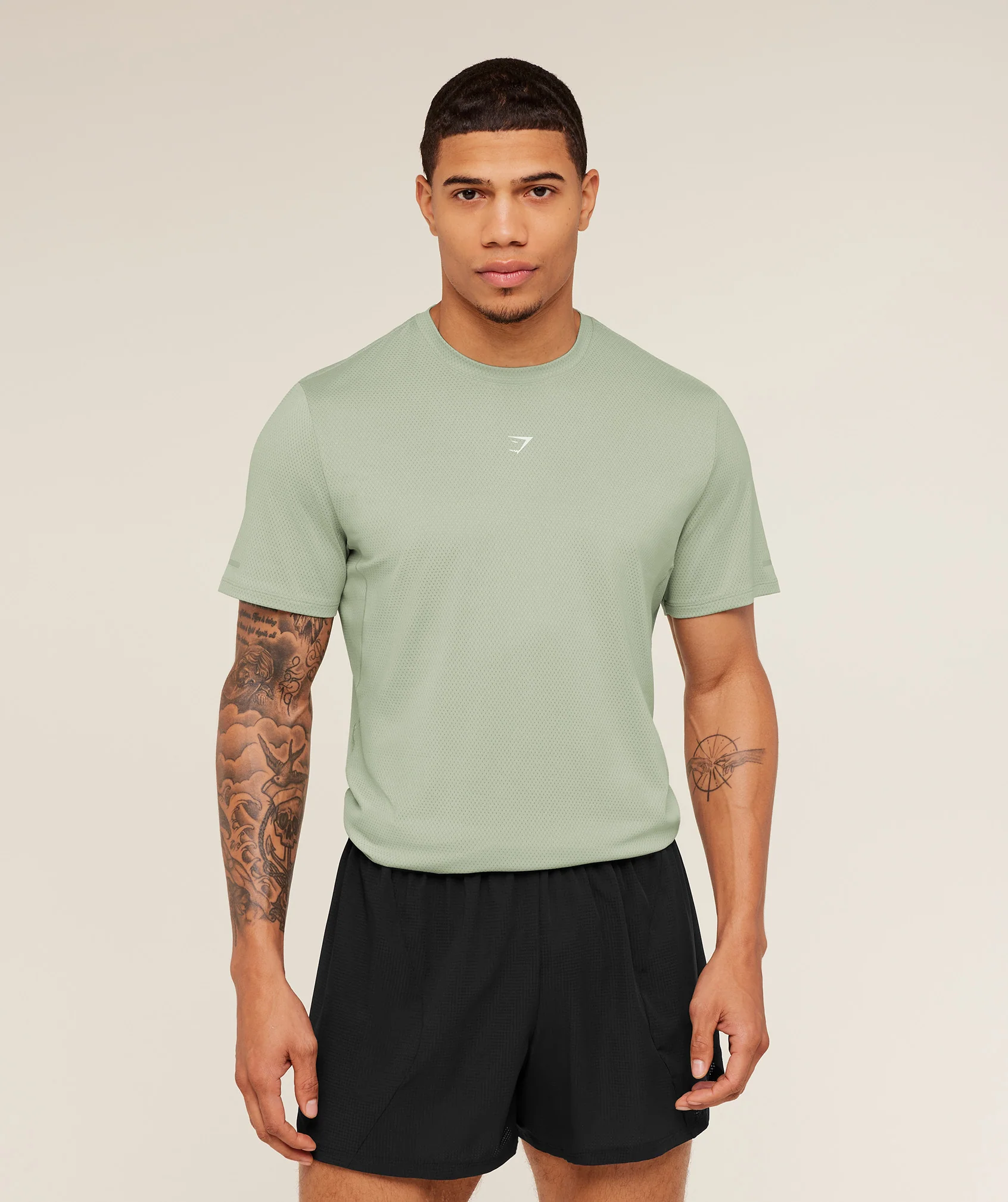 Gymshark Running T-Shirt with Reflective Logos and Side Splits