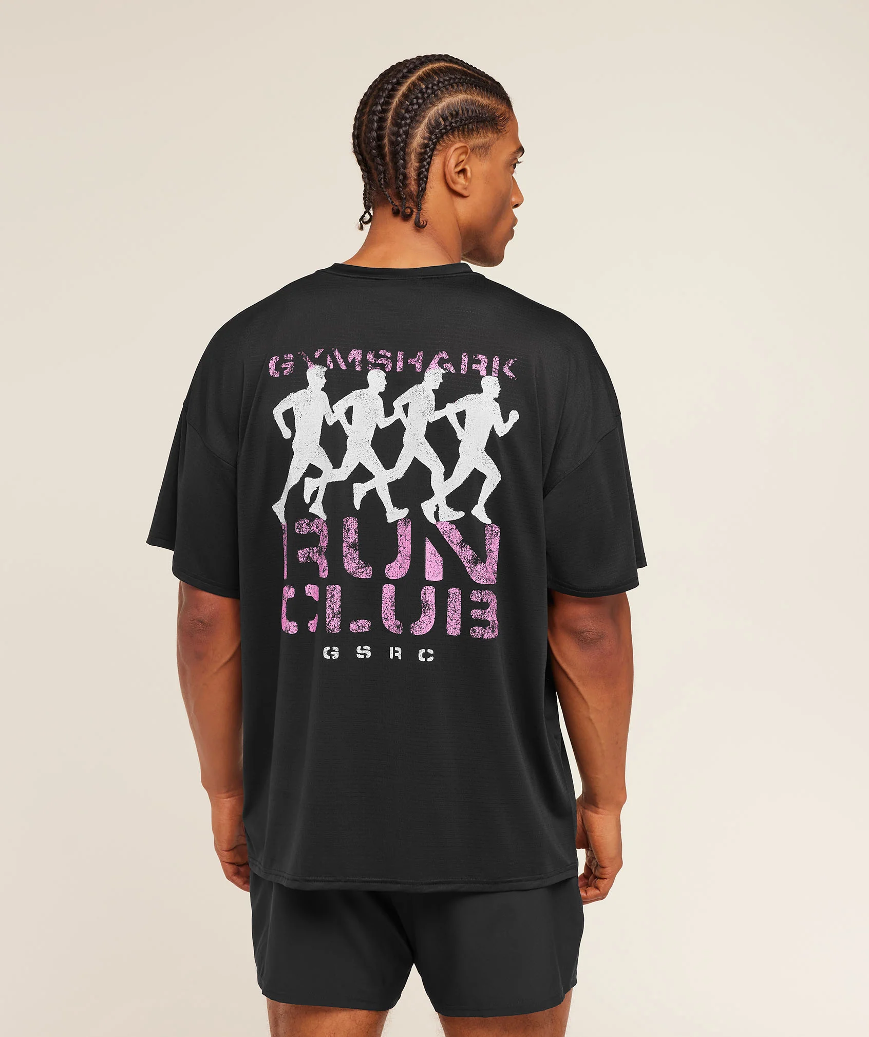 GSRC Stencil Graphic T-Shirt for Run Club in Black