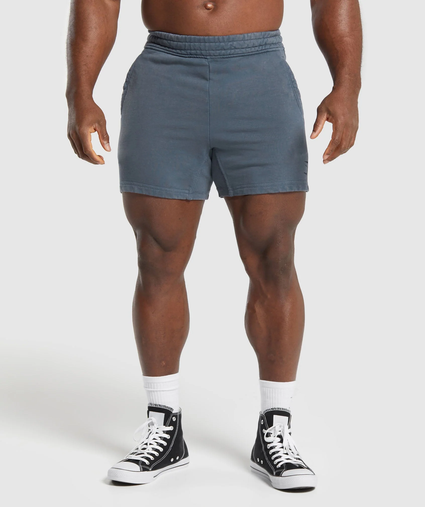 Power Washed 5 Inch Shorts in Titanium Blue, Oversized Fit
