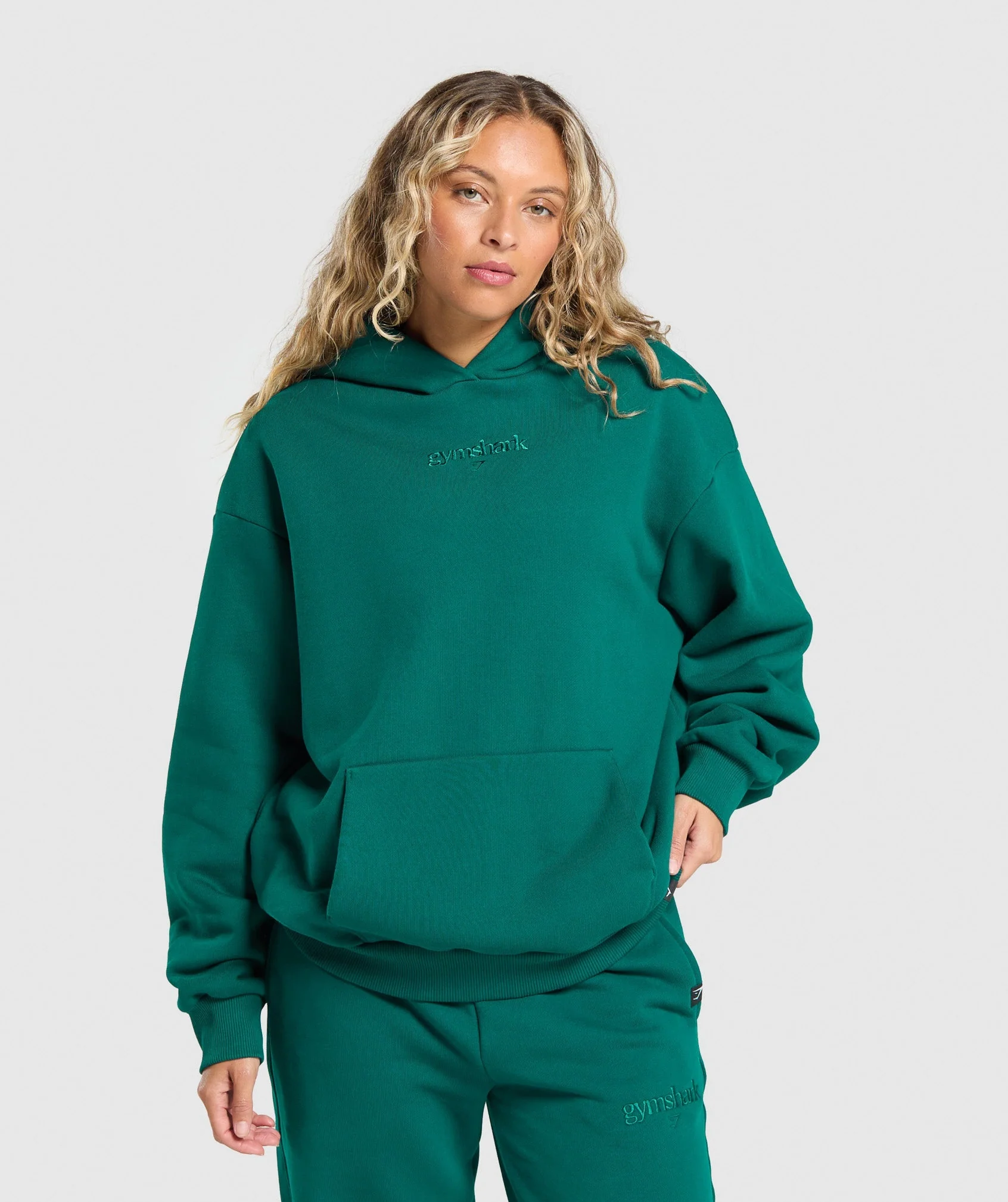 Embroidered Gymshark Oversized Hoodie in Motivate Teal