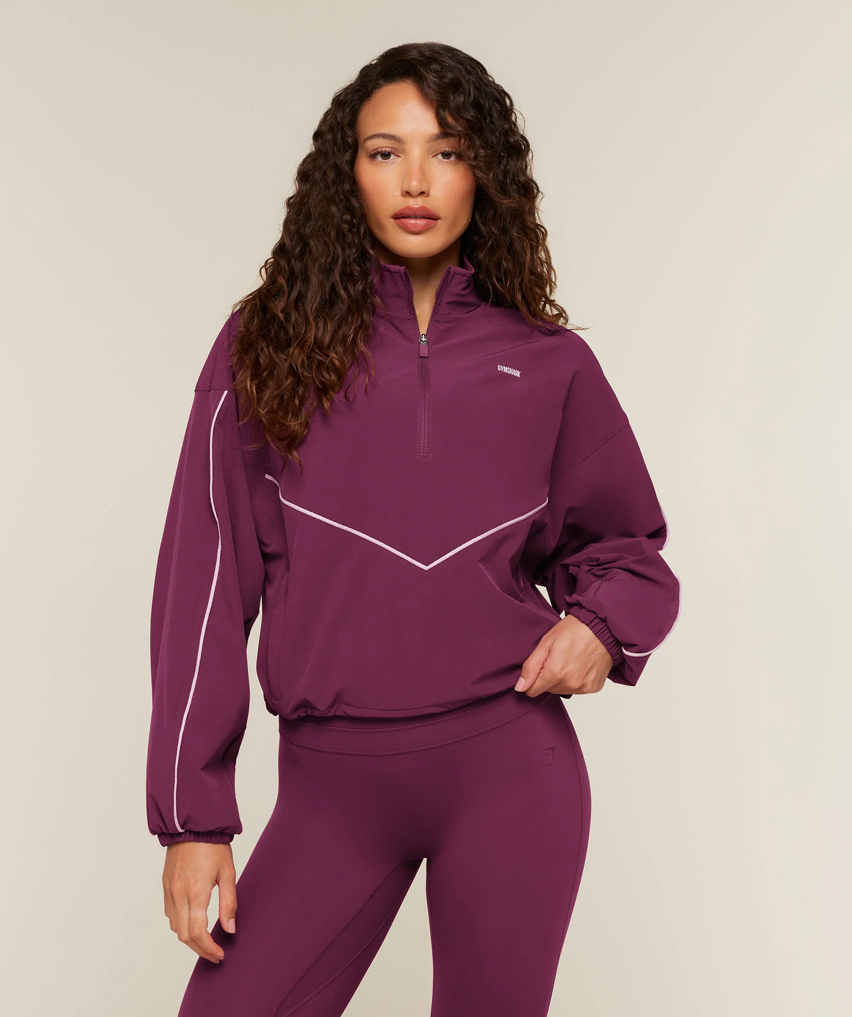 Veste de survêtement Gymshark à passepoil contrasté rétro et bas à cordon