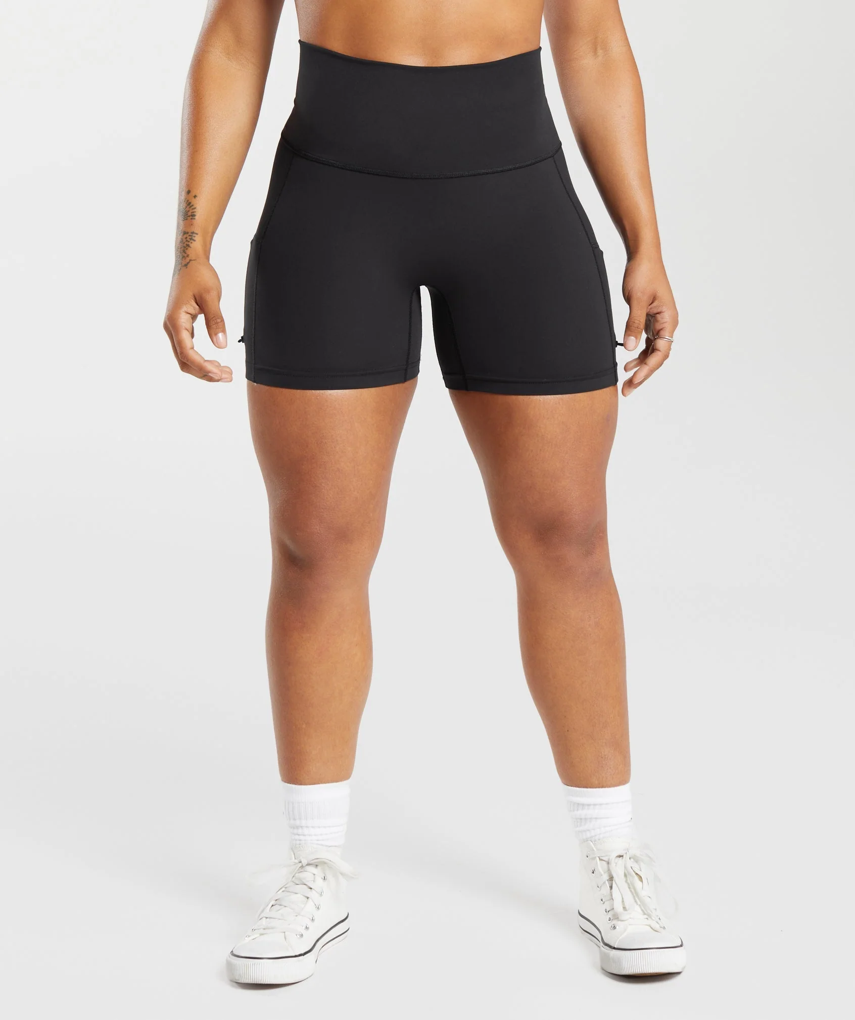 Legacy Logo Tight Shorts with High Waisted Ruched Fit