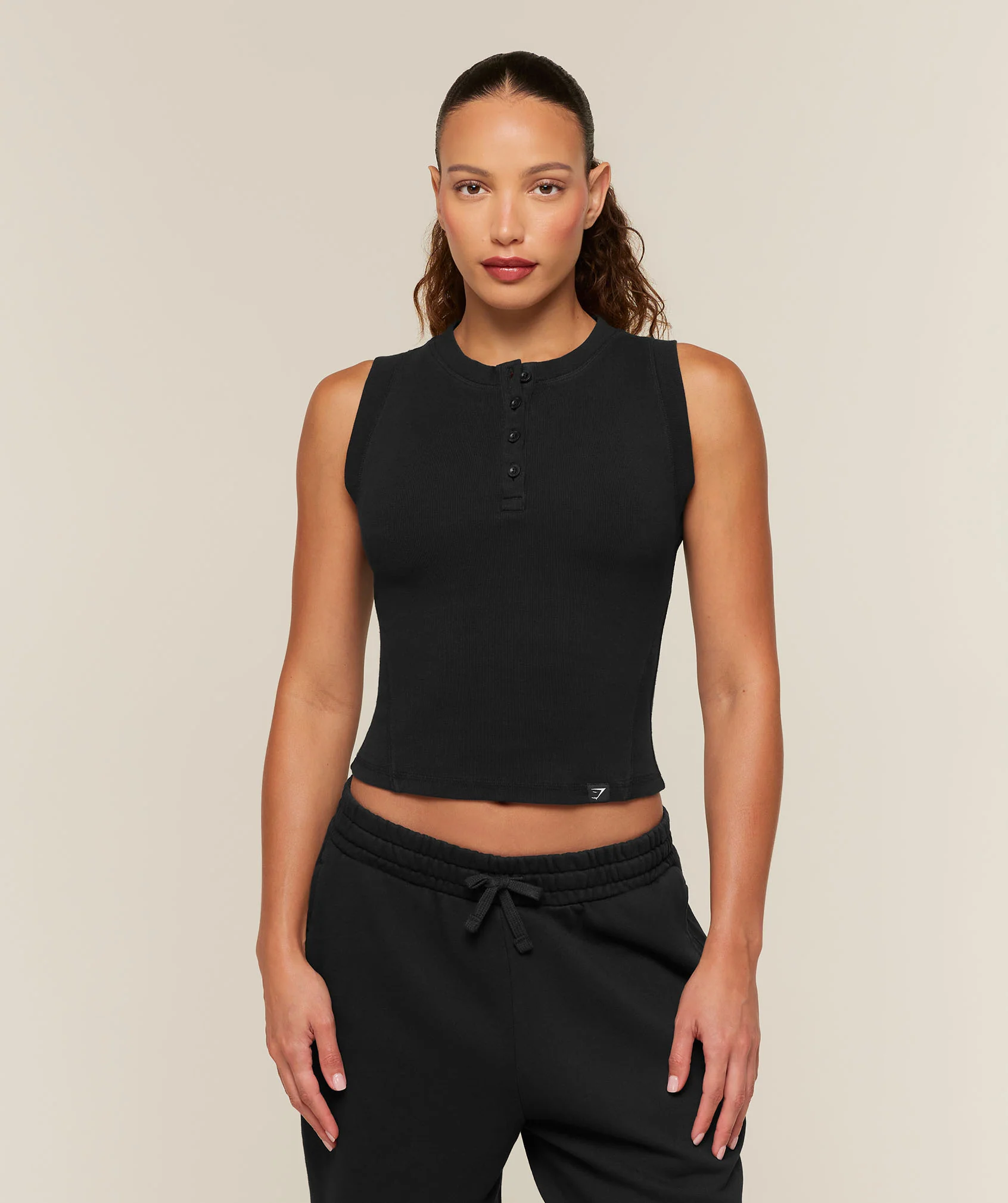 Gymshark Power vasket ribbet Henley-tanktop
