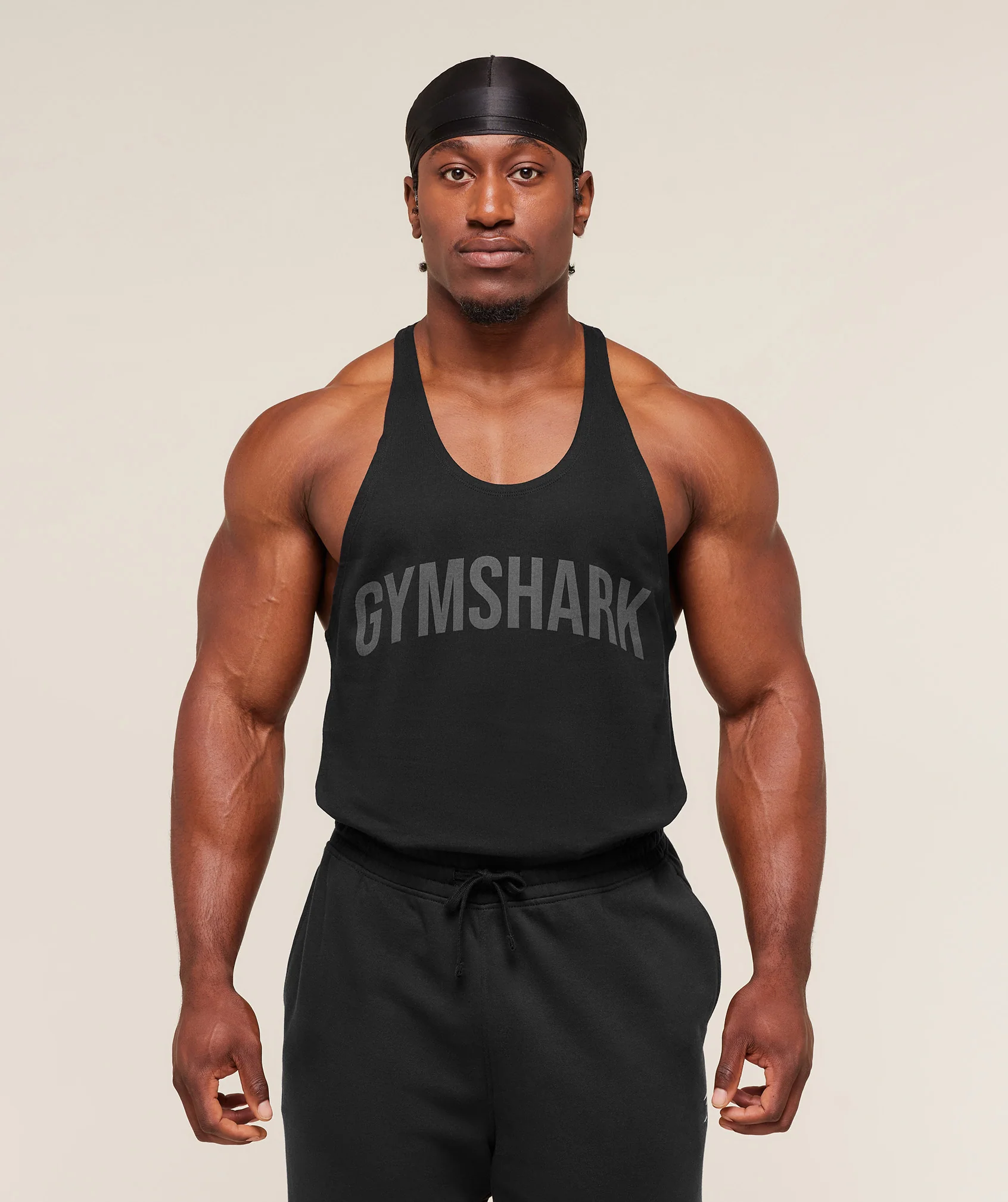 Gymshark Power Stringer Slim Fit Sleeveless Gym Top Black