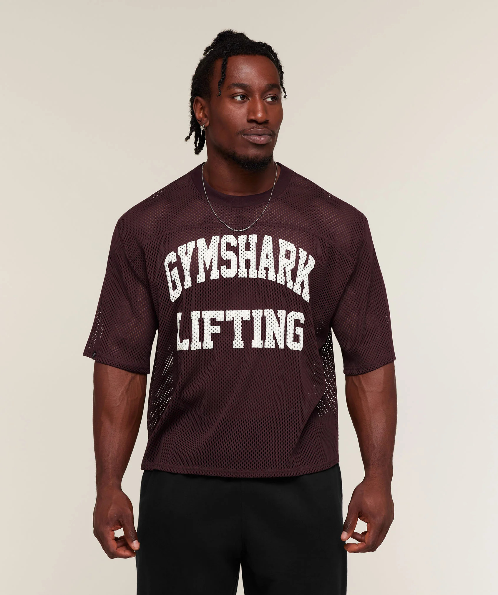 Mesh Oversized T-Shirt with Boxy Fit for Lifting