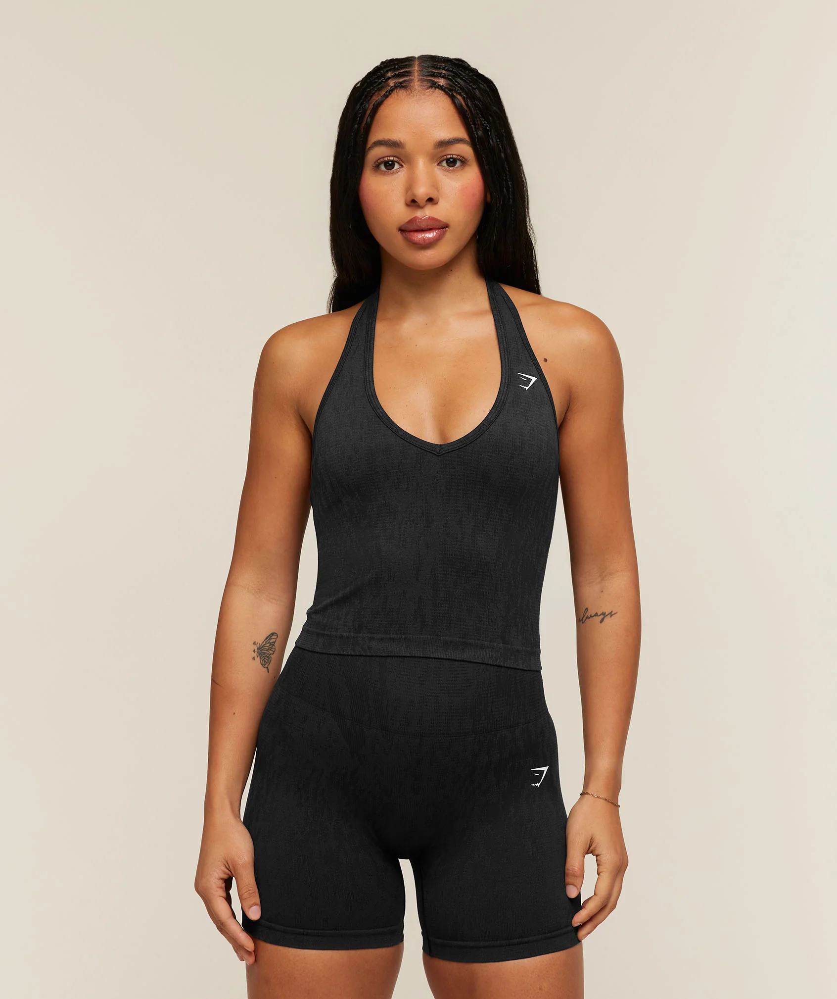 Gymshark Adapt Animal x Whitney Halter Neck Shelf Cami in Black