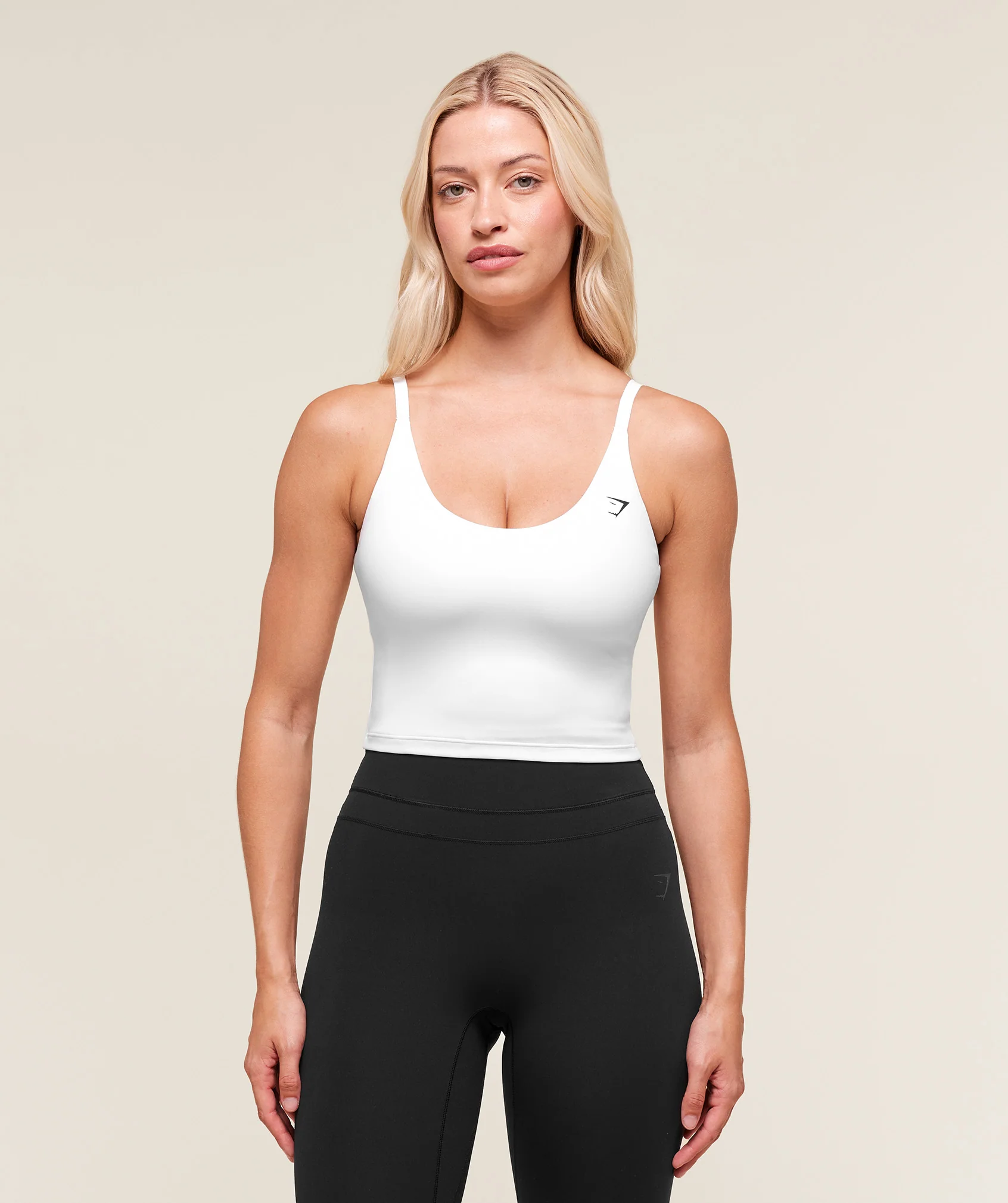 Gymshark Training Shelf Cami Tank in White, Midi Length