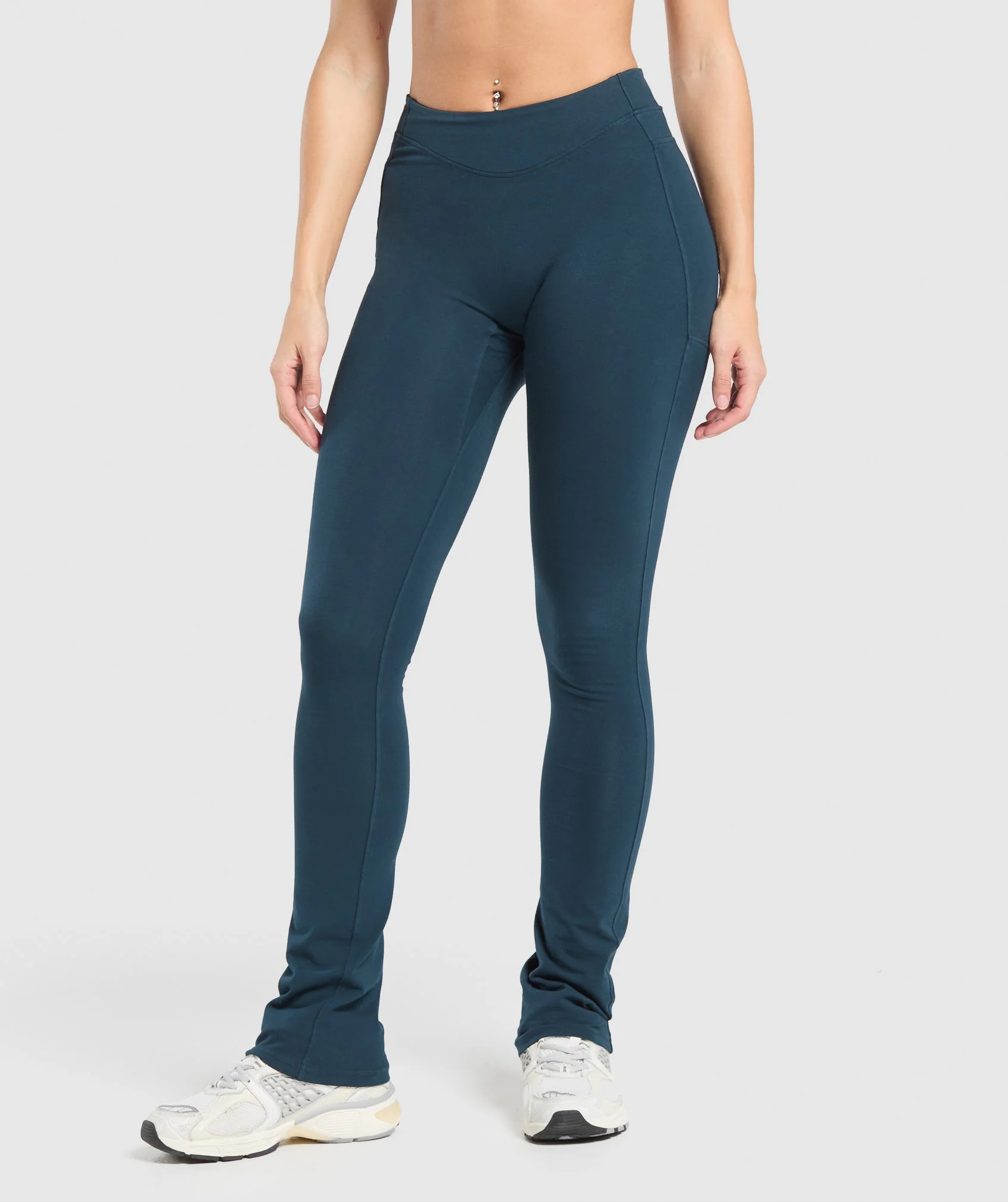 Heavyweight Washed Leggings with High Waist and Acid Wash Finish
