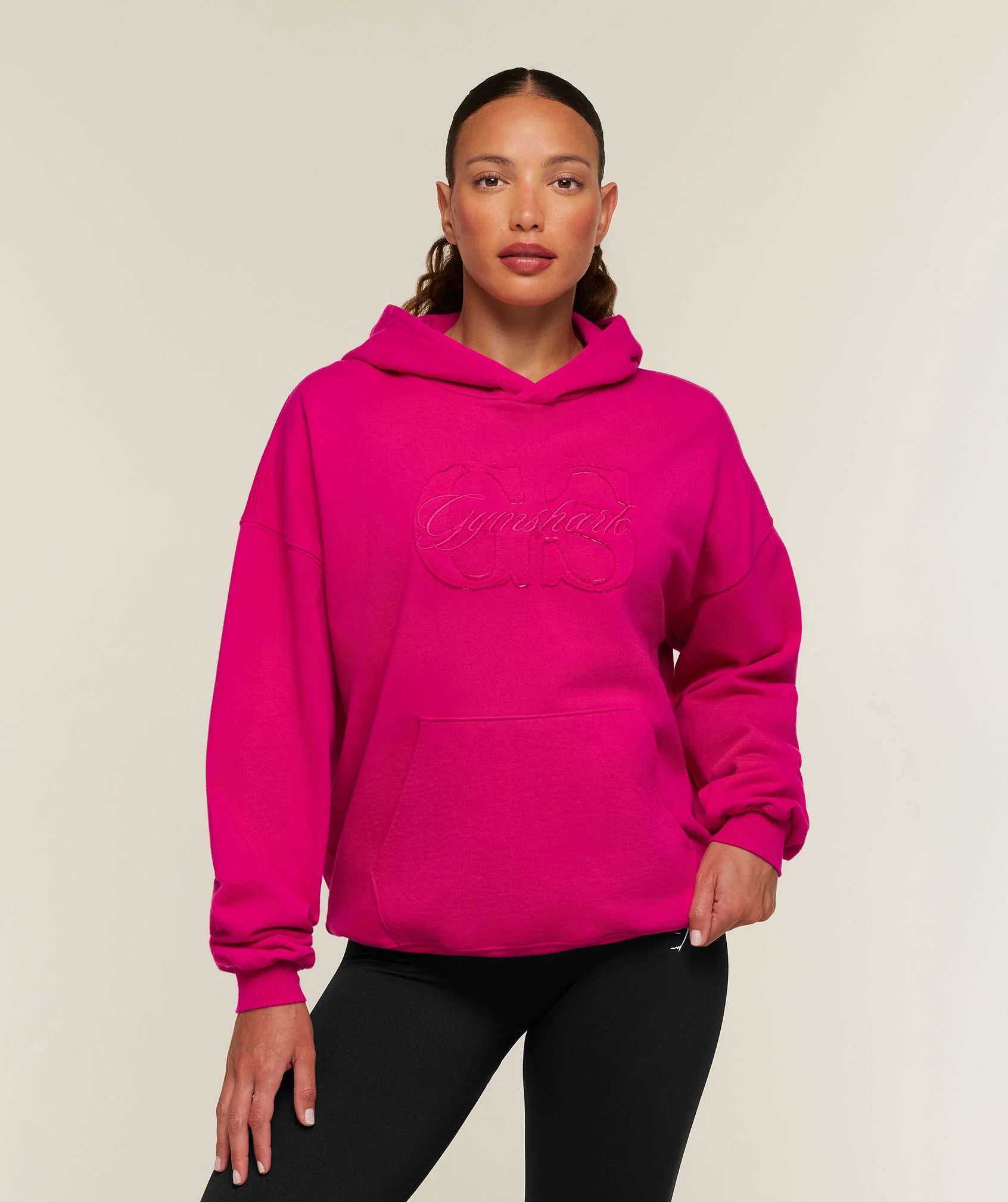 Gymshark Appliqué Hoodie Oversized Fit Cotton Pullover