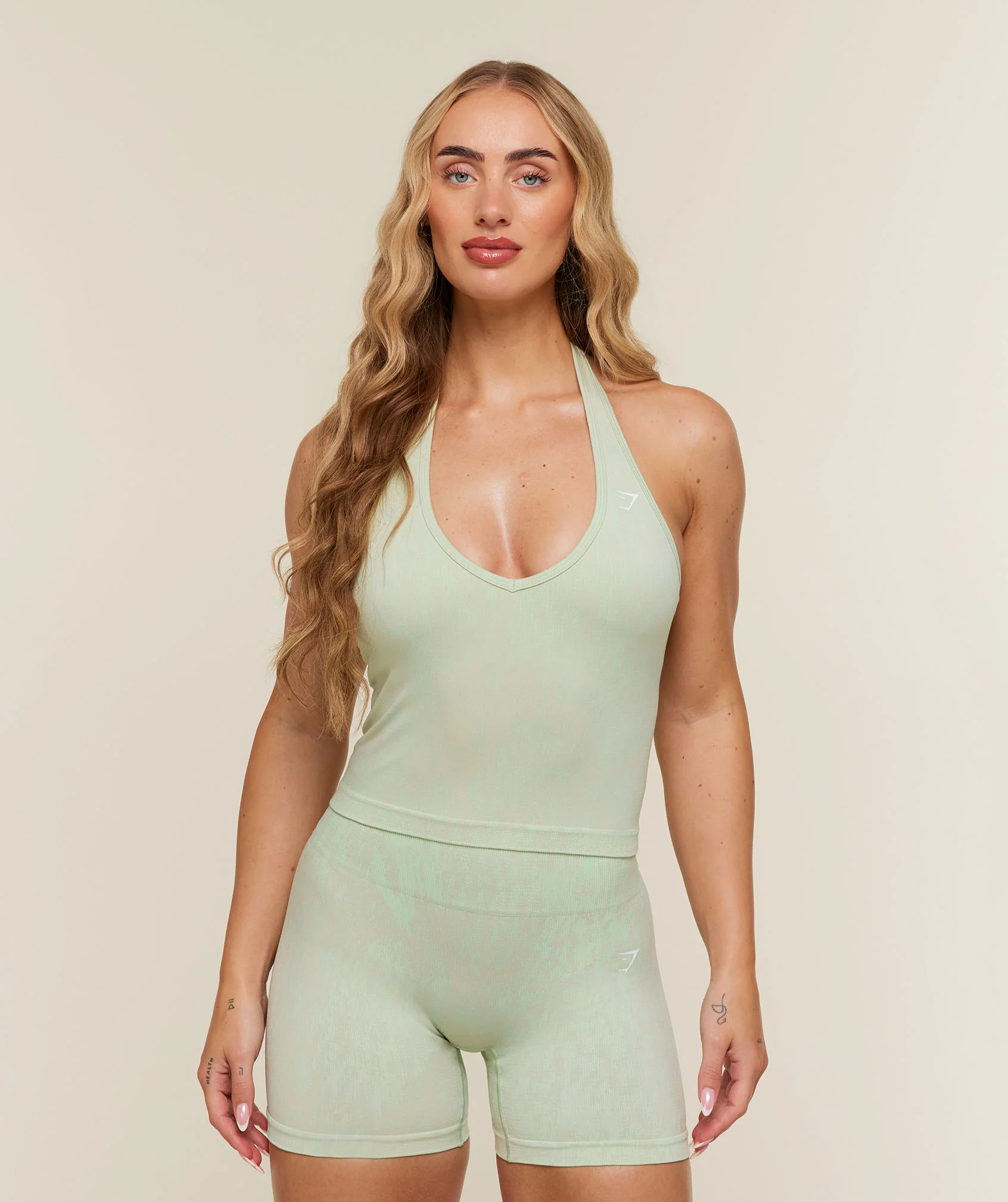 Adapt Animal x Whitney Halter Neck Shelf Cami Top in Green