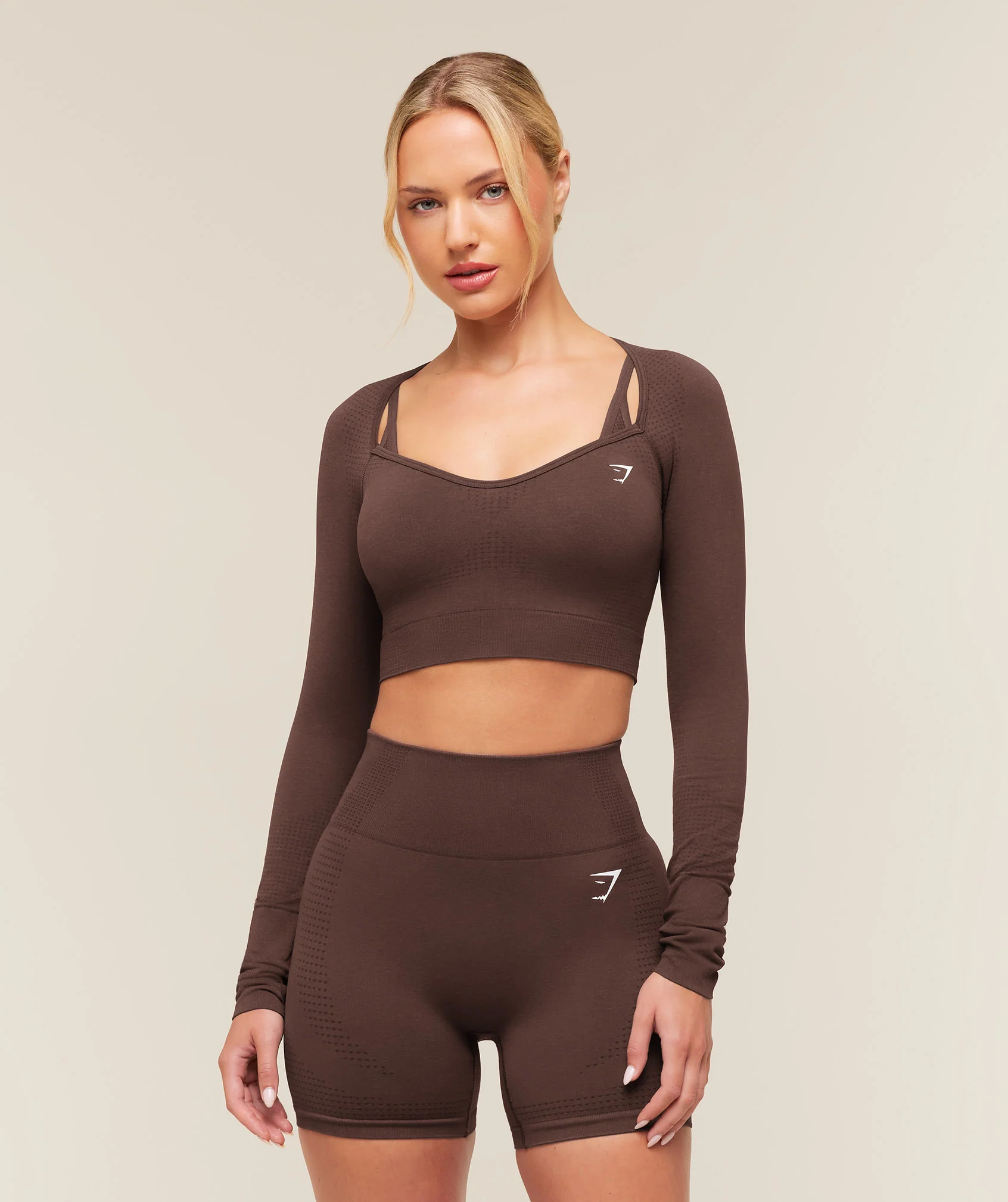 Gymshark Vital croppet topp med sweetheart-halsringning i sømløst stoff