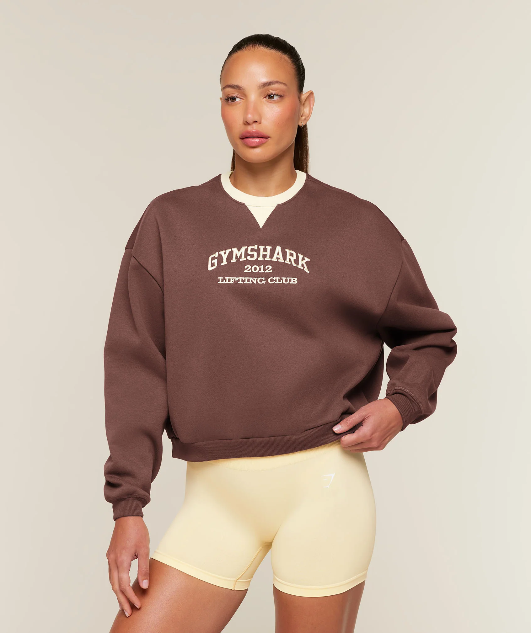 Cosy Luxe Campus Oversized Sweatshirt in Brown