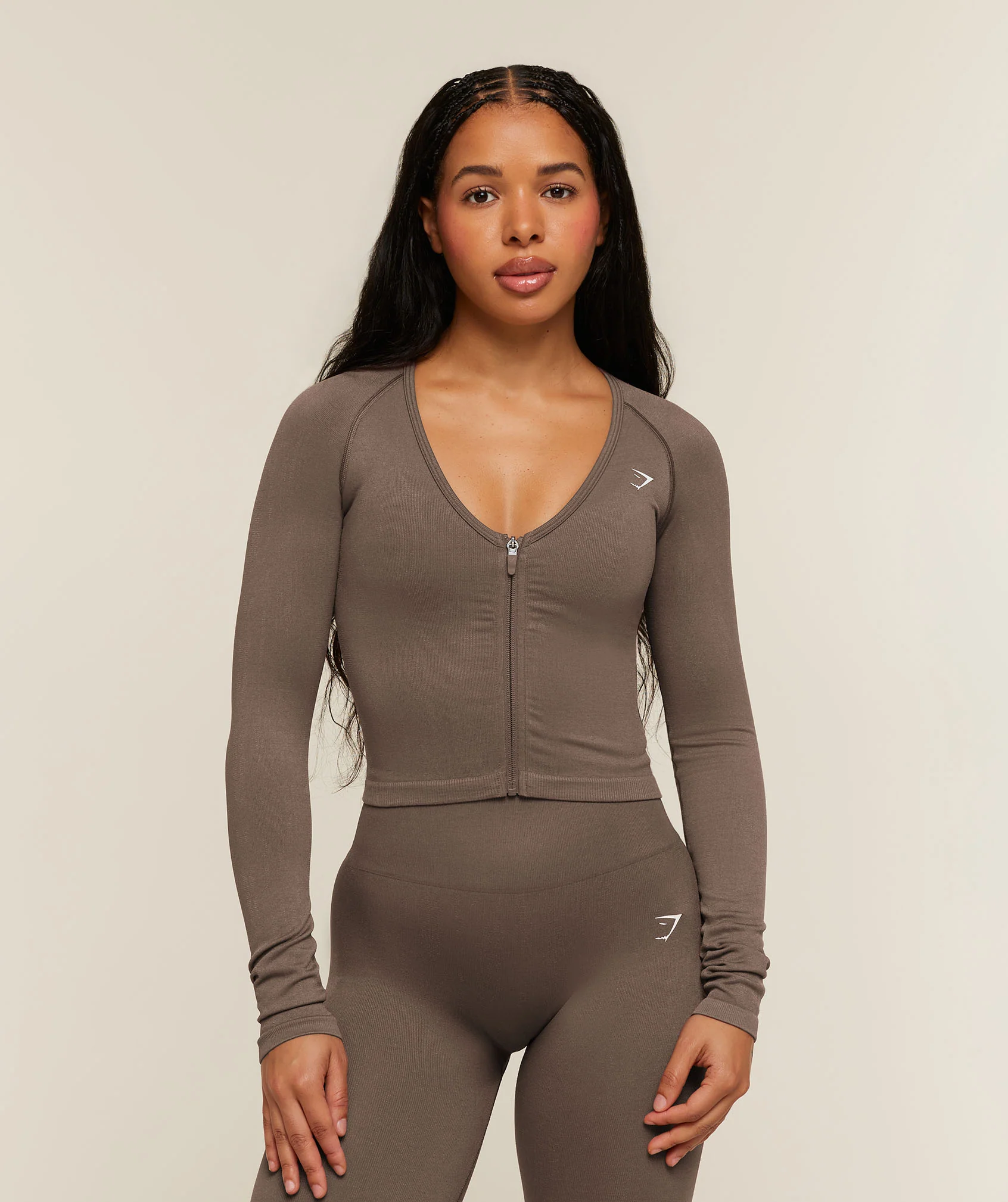 Veste Adapt marron fermeture zippée coupe ajustée longueur midi