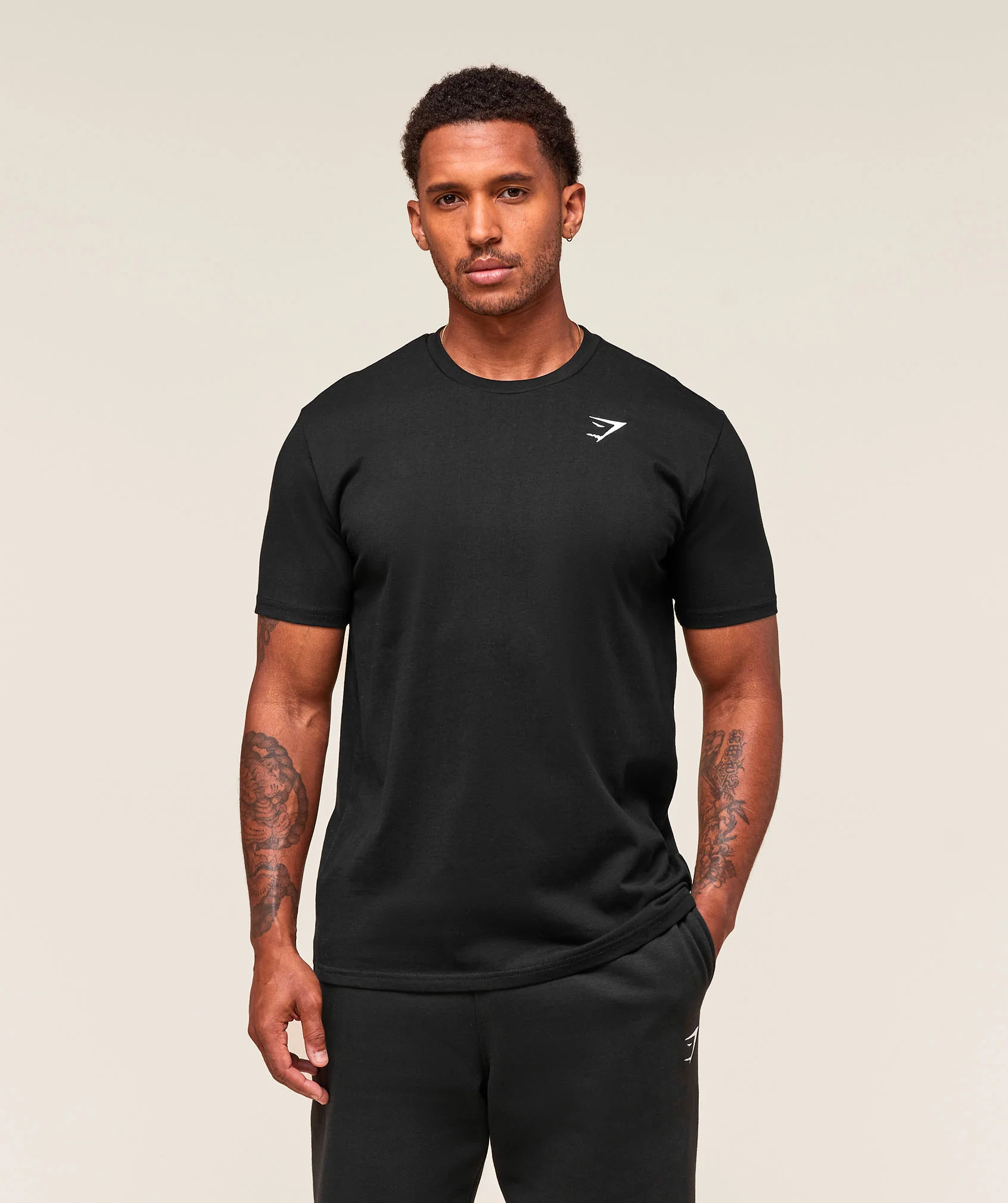 Gymshark Crest T-Shirt Black Embroidered Cotton Tee