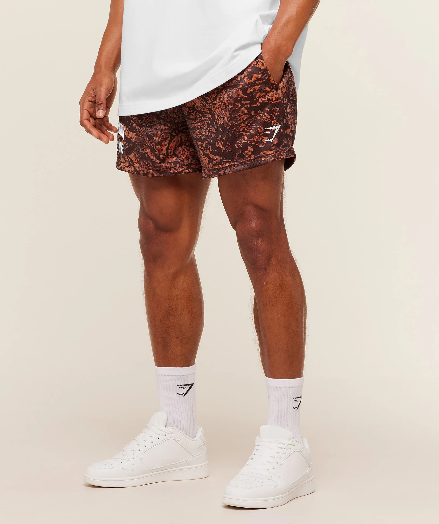 Gymshark Lifting Mesh 5 Inch Shorts Retro Graphic