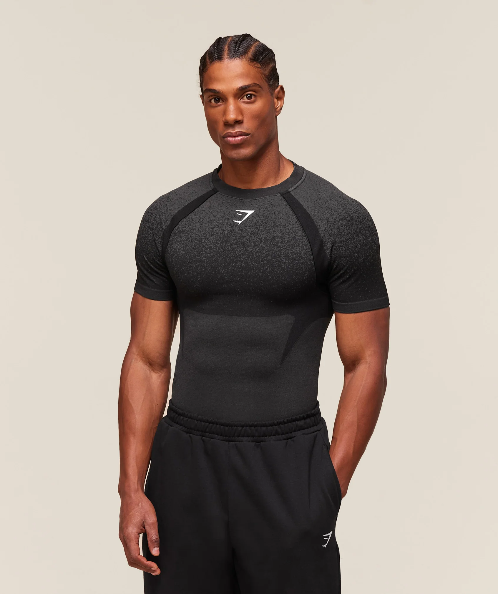 Gymshark Shadow Seamless T Shirt Black Muscle Fit Training Top